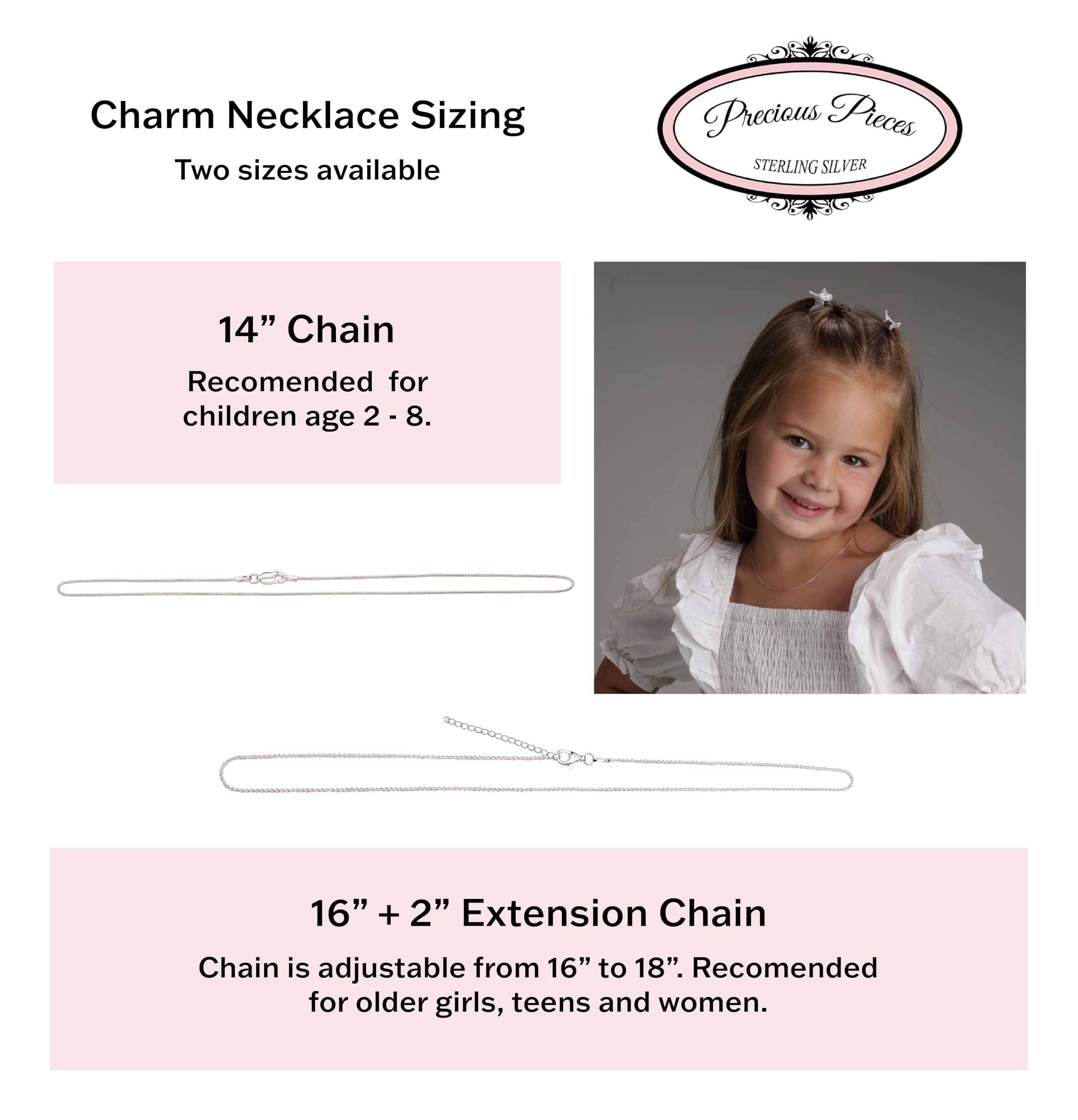 Precious Pieces Sterling Silver Ballerina Charm Necklace for Girls - Perfect for Birthdays, Dance Recitals & Special Occasions