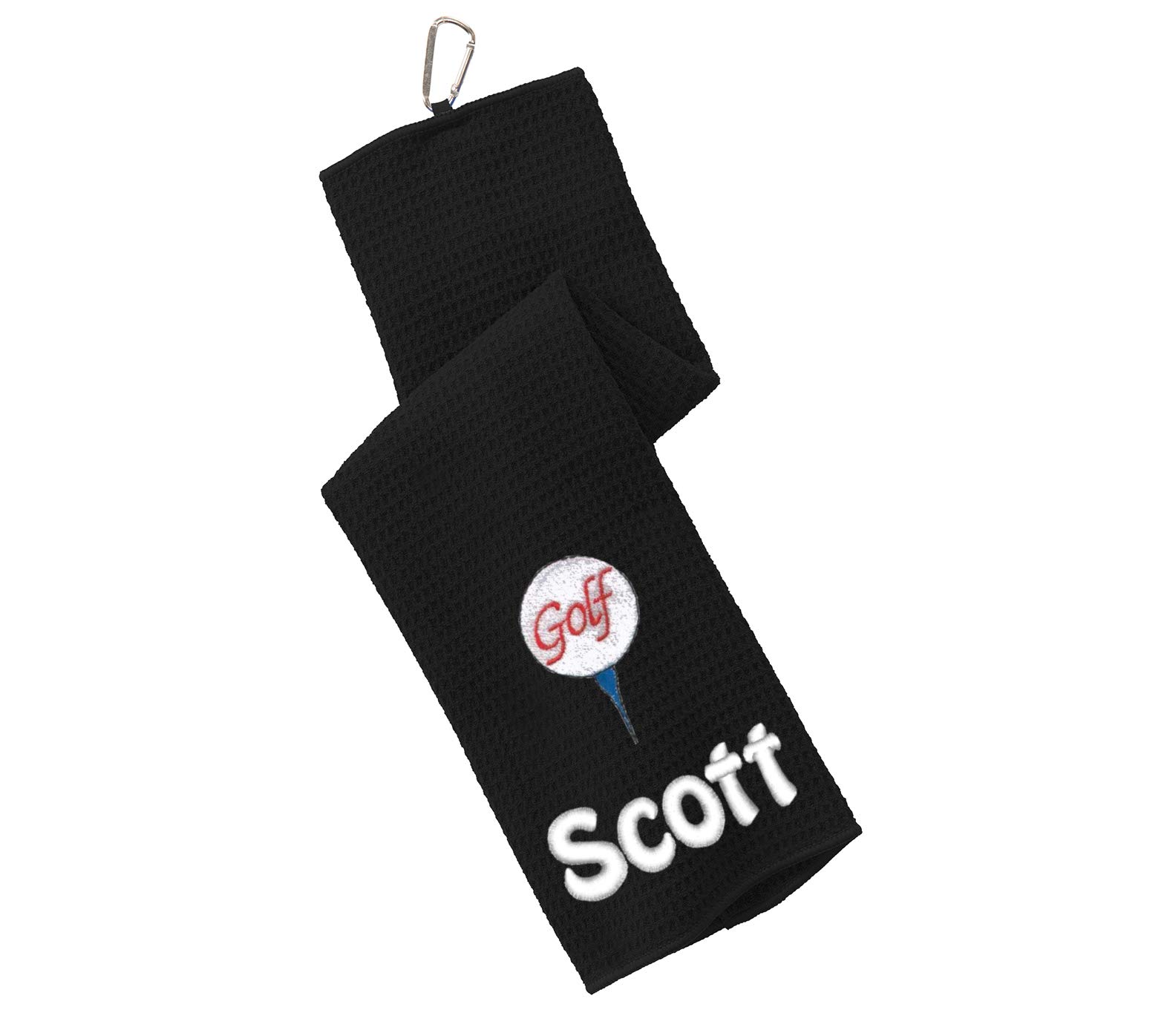 Personalized Golf Bag Towel with Tee Design - Waffle Microfiber, Embroidered Name & Monogram - Perfect Sports Gift for Golfers (Great for Course Play, Practice Sessions & Club Tournaments)