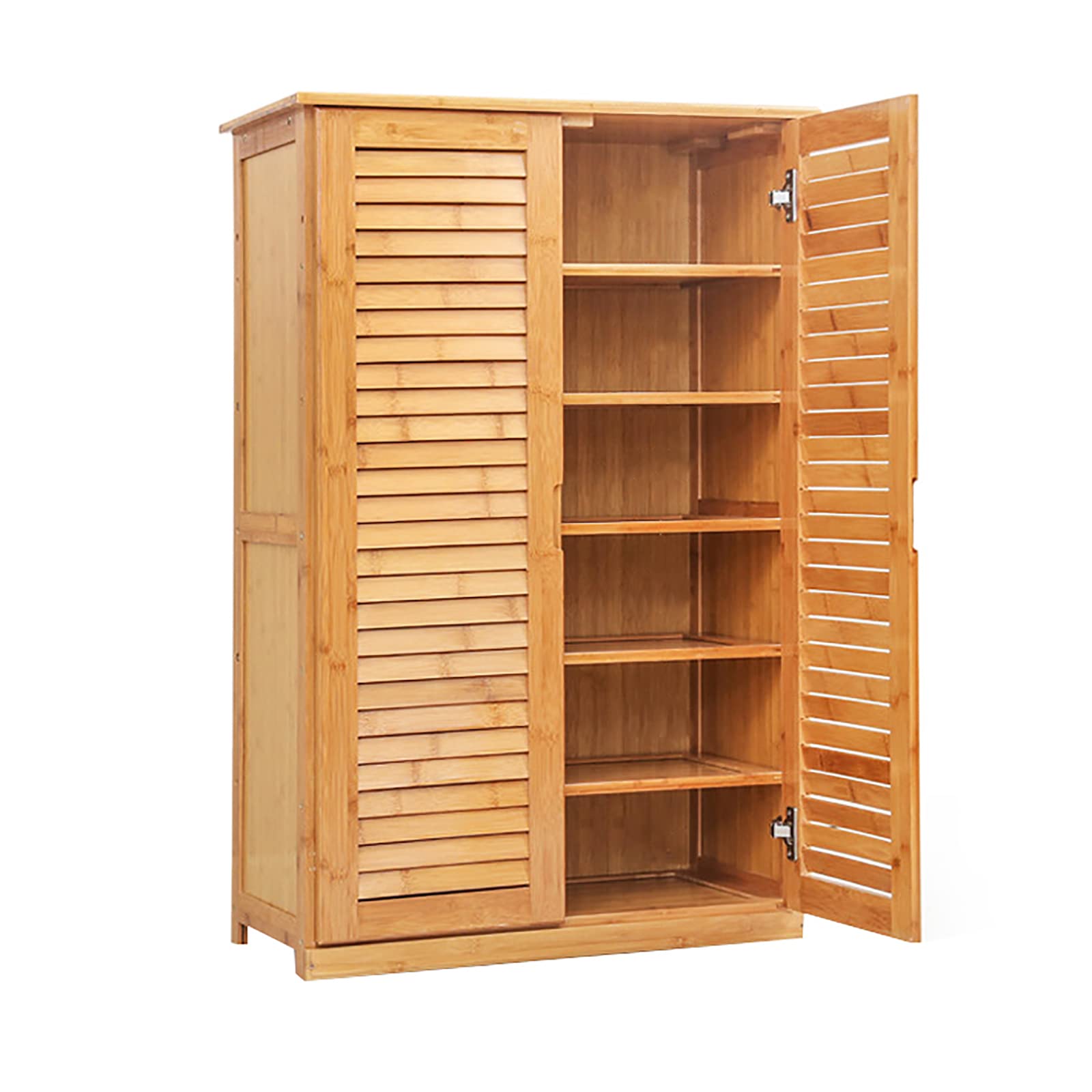 Rustic Bamboo Shoe Cabinet with Doors - Entryway Shoe Storage Organizer & Shoe Rack for Hallway, Closet, Bedroom | Space-Saving Shoe Cubby for Home Organization