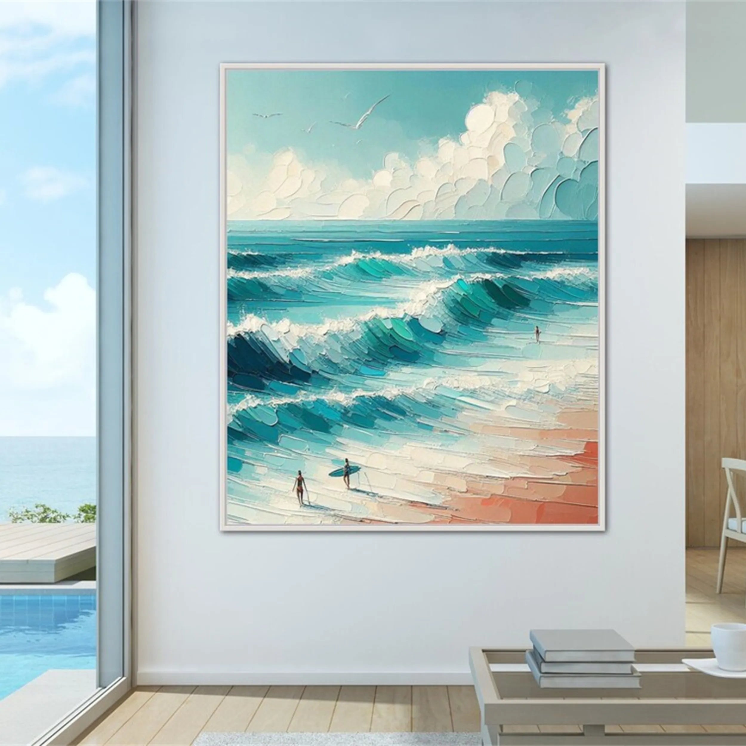 Ocean and Sky Painting #OS 139 - Handmade Seascape Wall Art for Home & Office Decor - Perfect for Living Room, Bedroom or Beach House