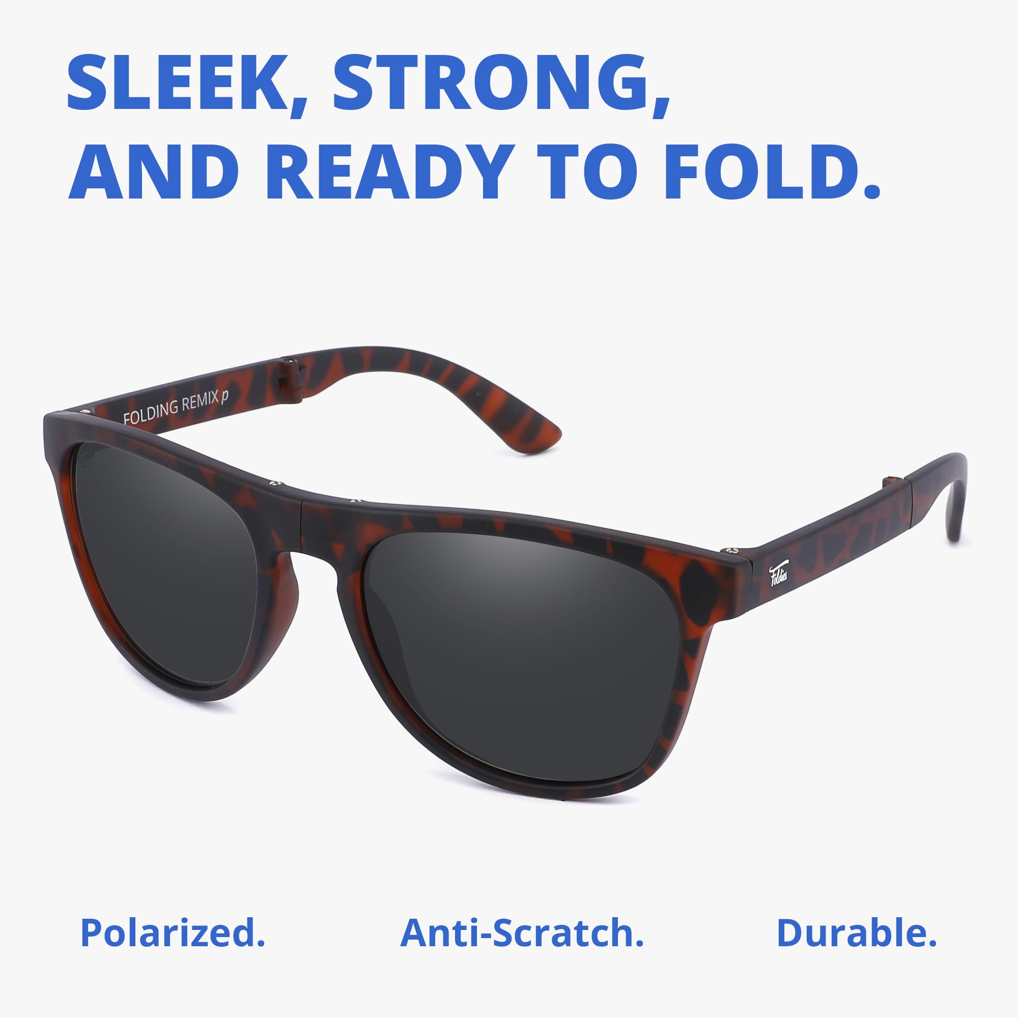 Polarized Folding Sunglasses for Men & Women - UV400 Protection Blocks UVA/UVB - Includes Leather Case - Perfect for Travel, Driving & Outdoor Activities
