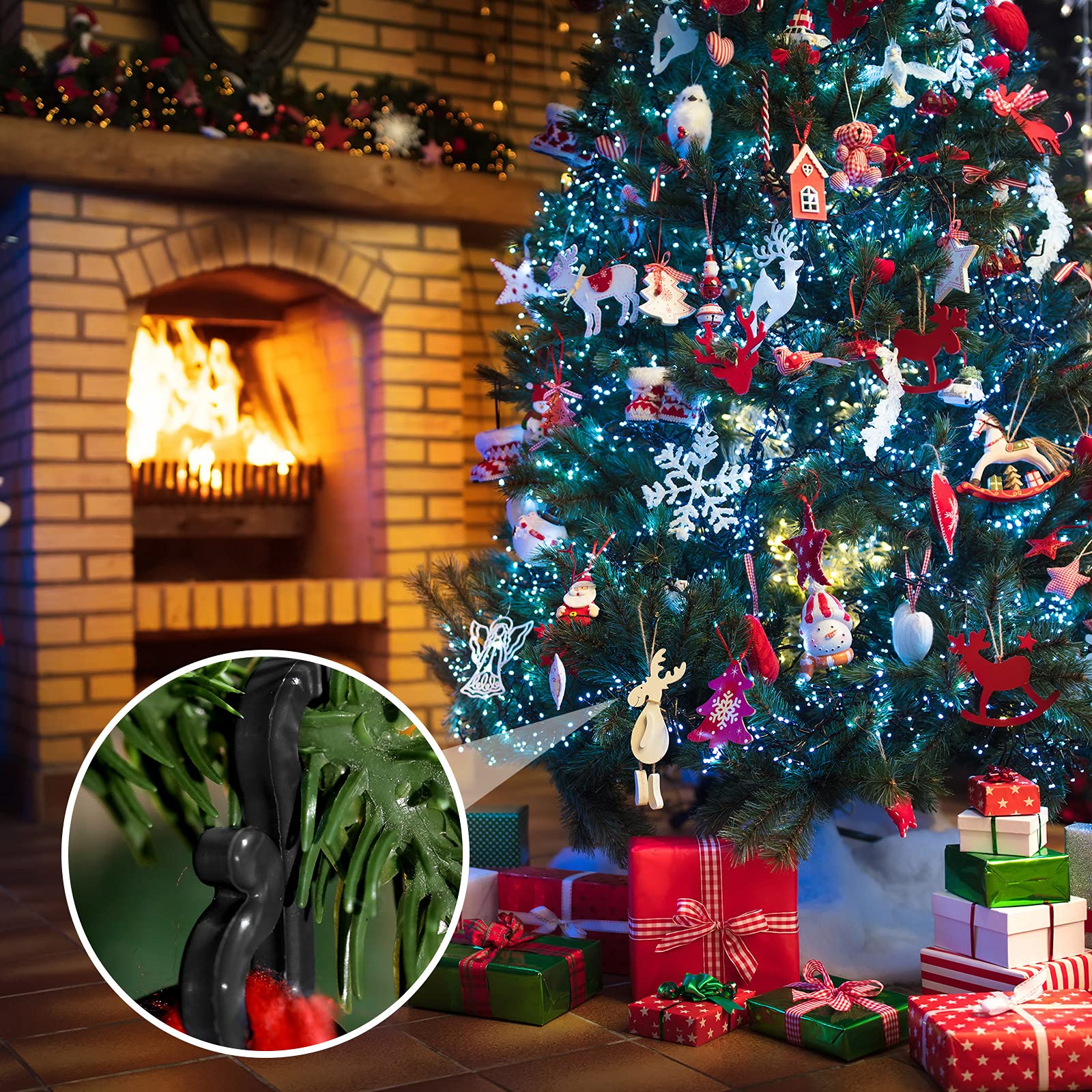 Marsui Christmas Light Clips - 120 Pack Weatherproof Outdoor Gutter Hooks for Holiday String Lights (Black) | Perfect for Roof, Porch & Yard Christmas Decorations
