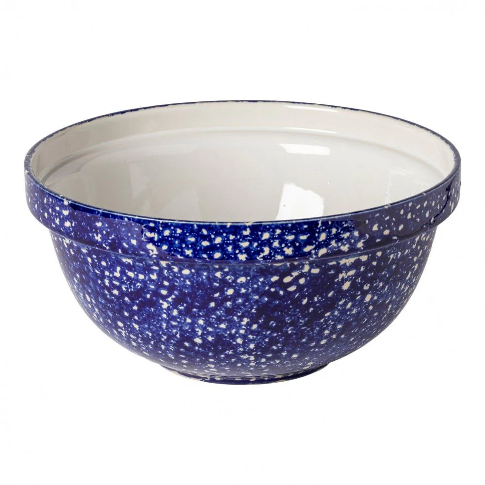 Casafina Abbey Blue Splatter Medium Mixing Bowl - 4.5 Quart Ceramic Mixing Bowl for Baking, Cooking & Serving - Perfect for Dough, Salad, Pasta & Kitchen Decor