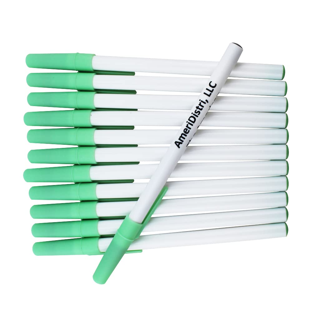 EZPENCILS & GIFTS - 90 Pack Slim Ballpoint Pens with Mint Green Cap - Free Personalization, White Body - Perfect for Office, School & Corporate Gifts