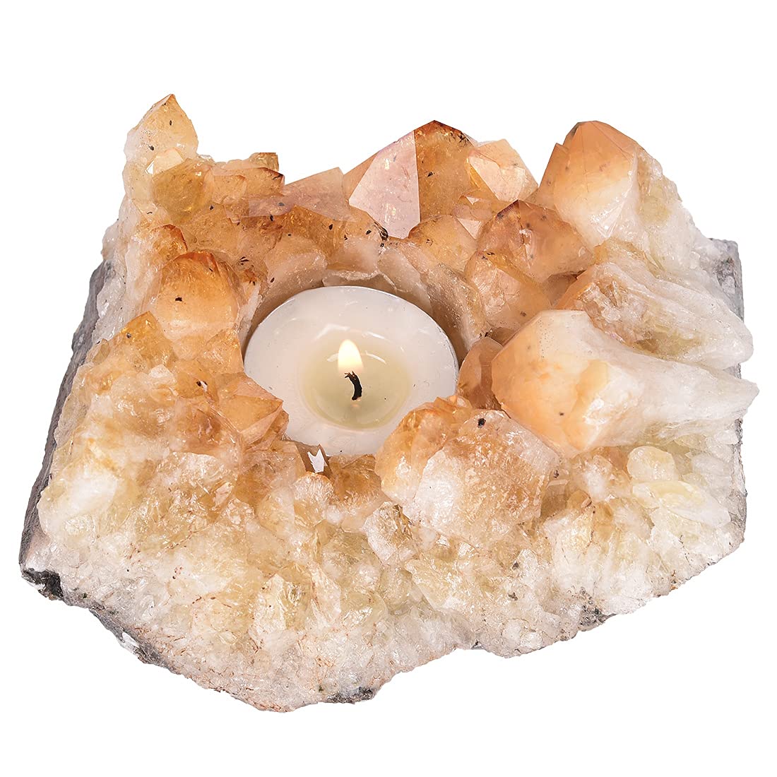 Natural Citrine Candle Holders | Crystal Quartz Tealight Holders 1.5-3.0 lbs | Decorative Stone Candle Stand for Home Decor | Perfect for Meditation, Yoga, Spa & Romantic Dinner Ambiance