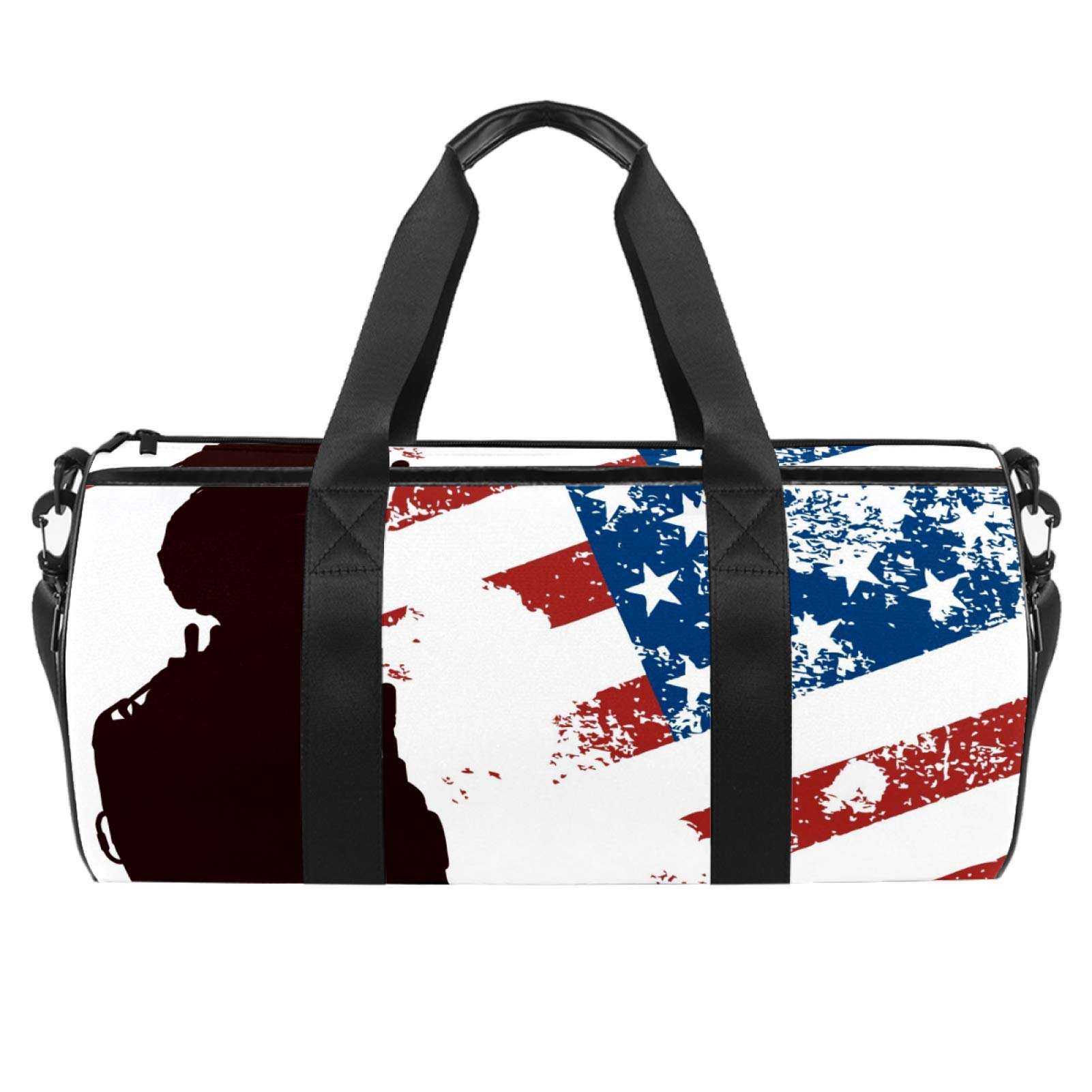 American Flag Dragon Sword US Soldier Design Fashion Travel Duffel Bag - Waterproof Wet Pocket Gym Sports Tote for Men & Women - Perfect for Military Enthusiasts, Gym Workouts & Travel Adventures