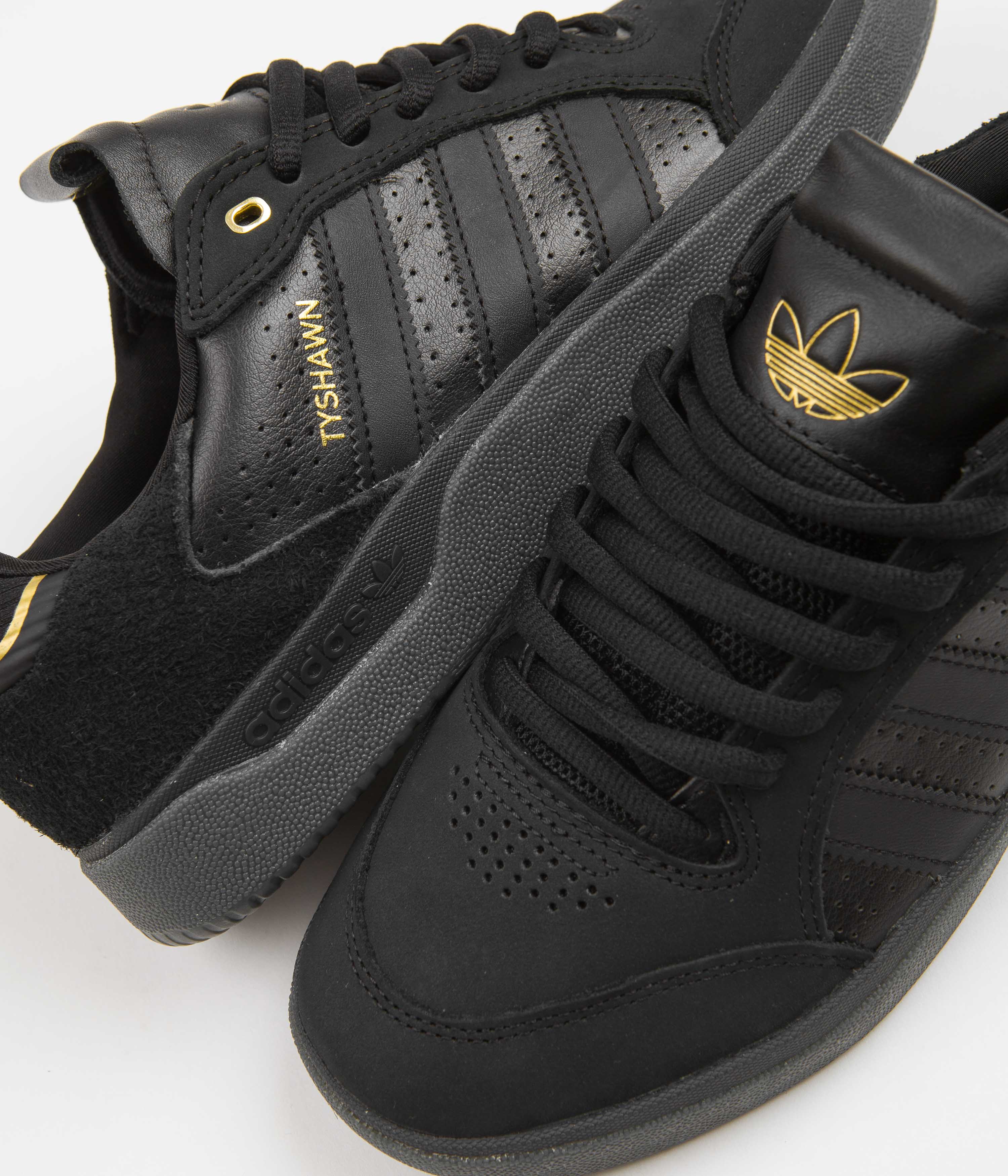 Adidas Tyshawn Low Sneakers for Men - Core Black/Gold Metallic Basketball Shoes | Lightweight Comfort for Casual Wear & Street Style