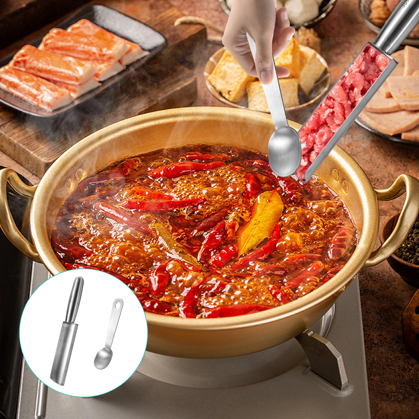 Yuqilin Manual Meatball Maker - Kitchen Tool for Homemade Meatballs, Croquettes, Sorbet & Cookies with Cutting Spatula (Single Tube) - Perfect for Italian Cooking, Meal Prep & Party Snacks