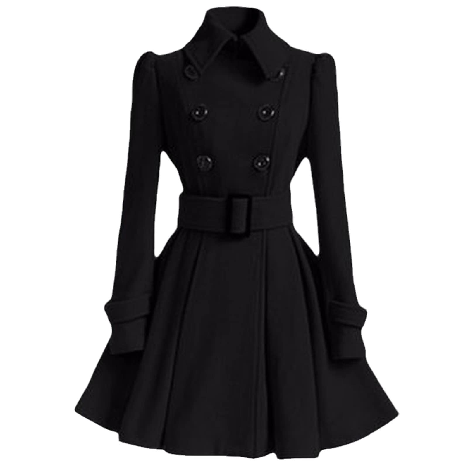 Vintage Women's Double Breasted Wool Coat - Elegant Slim Fit Long Winter Jacket for Women, Warm White Outerwear for Fall and Winter | Perfect for Office, Dating, and Casual Outings