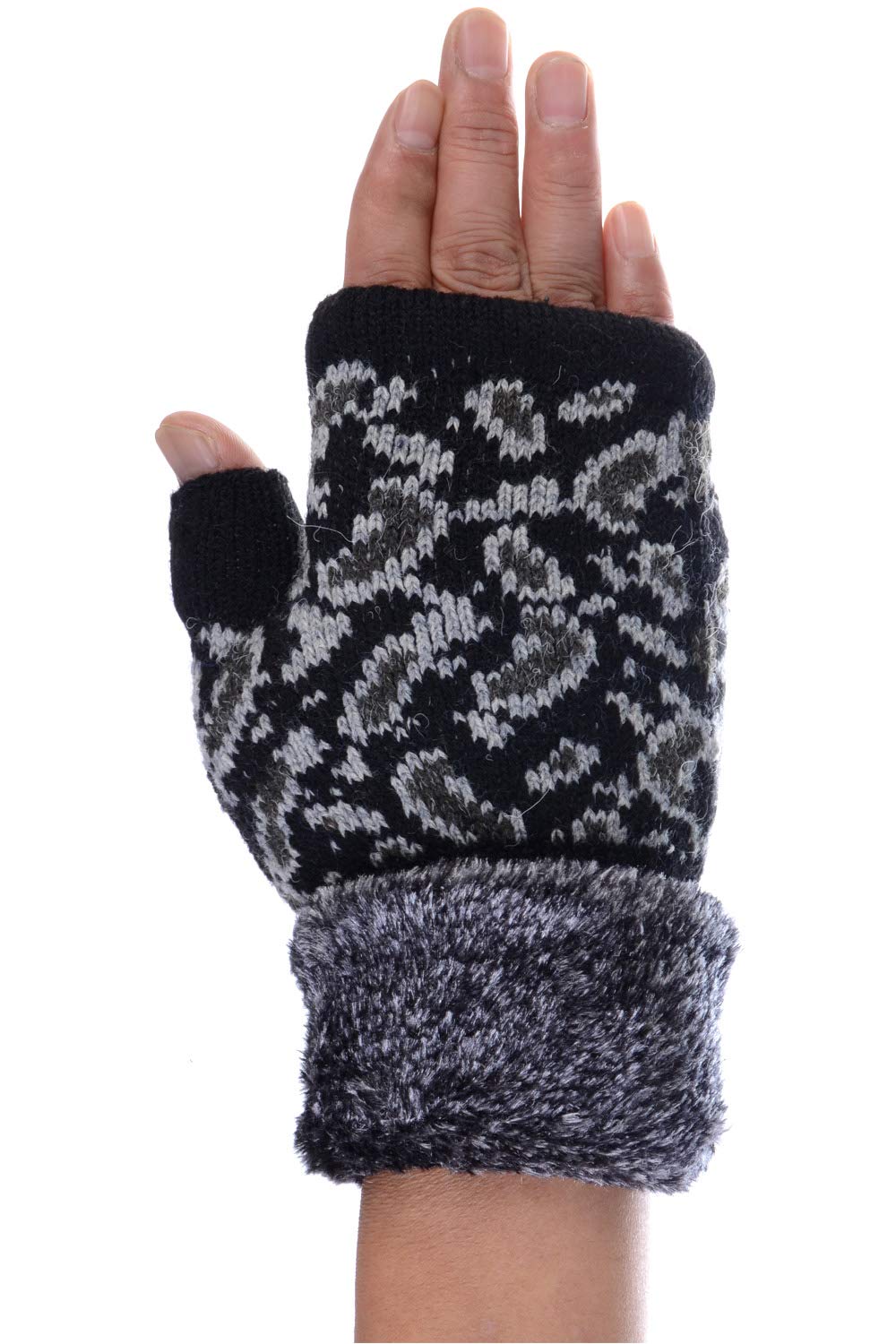 Women's Winter Knit Fingerless Gloves - Fleece Lined, Fashionable Assorted Patterns & Colors - Perfect for Driving, Typing & Outdoor Activities in Cold Weather