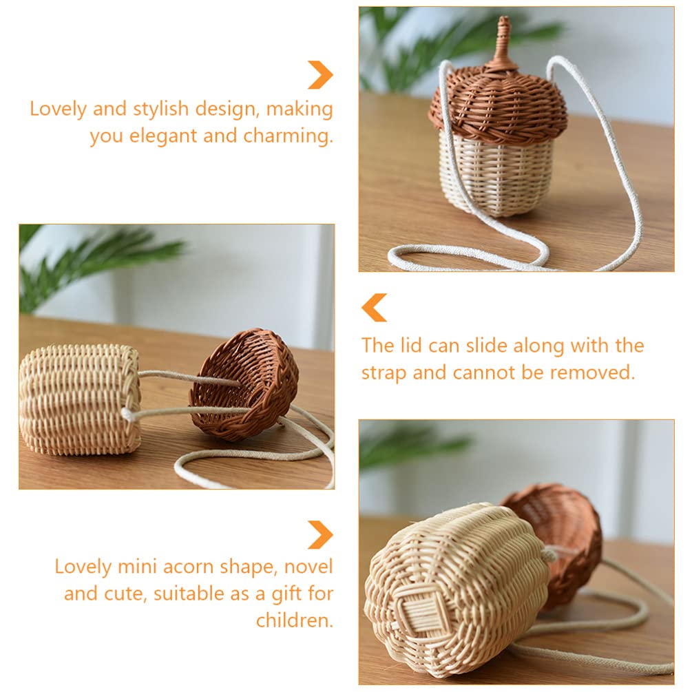 Zerodeko Hanging Planters Straw Shoulder Bag - Rattan Woven Purse with Pine Cone & Acorn Design - Mini Handbag for Women - Perfect for Boho Fashion, Beach Outings & Home Decor Plant Hangers