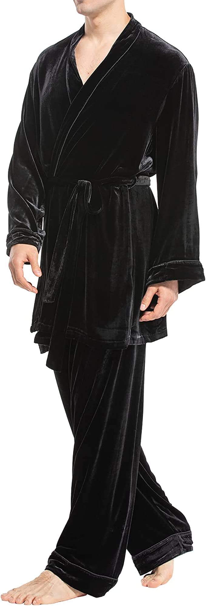 Luxury COLD POSH Men's Silk Velvet Pajamas Set - Soft Warm Sleepwear for Autumn & Winter - Perfect for Lounging, Relaxing & Holiday Gifts