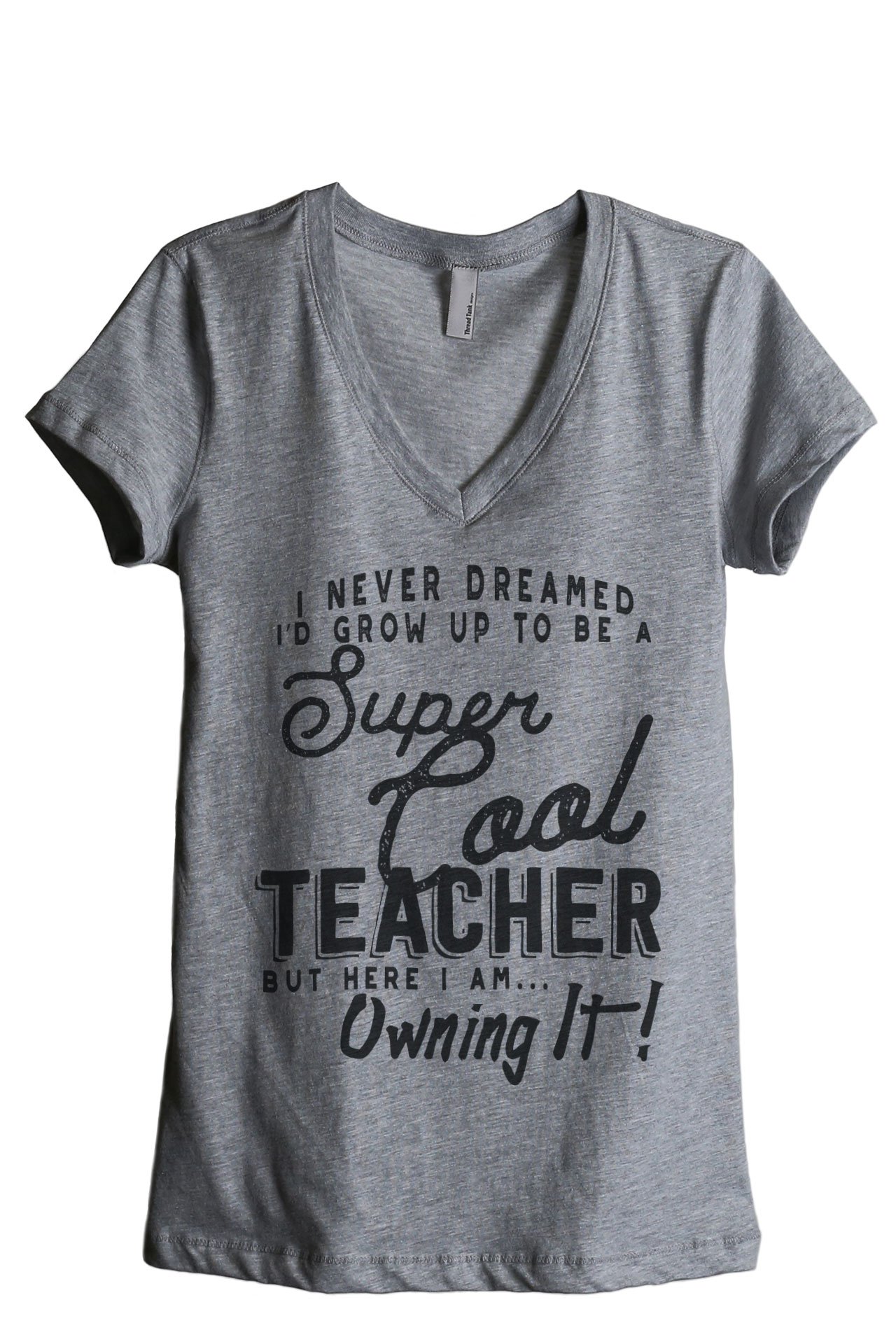 Thread Tank Teacher Women's Fashion Relaxed T-Shirt Tee Heather Grey - Casual Comfort Wear for Teaching, Weekend Outfits & Everyday Style