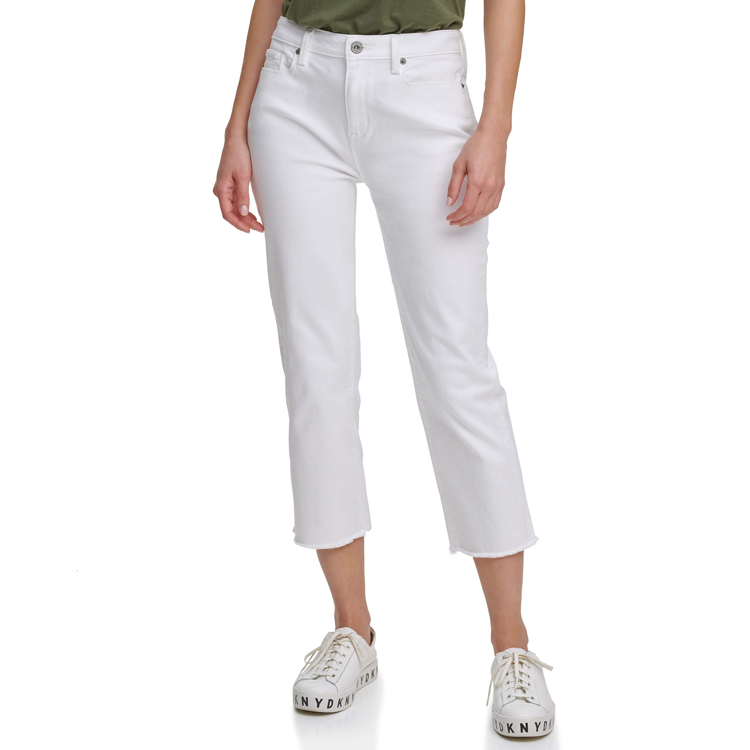 DKNY Women's Rivington Slim Straight Crop Jeans - High Waist Stretch Denim Pants for Casual & Work Outfits | Perfect for Everyday Wear, Office, and Weekend Dates