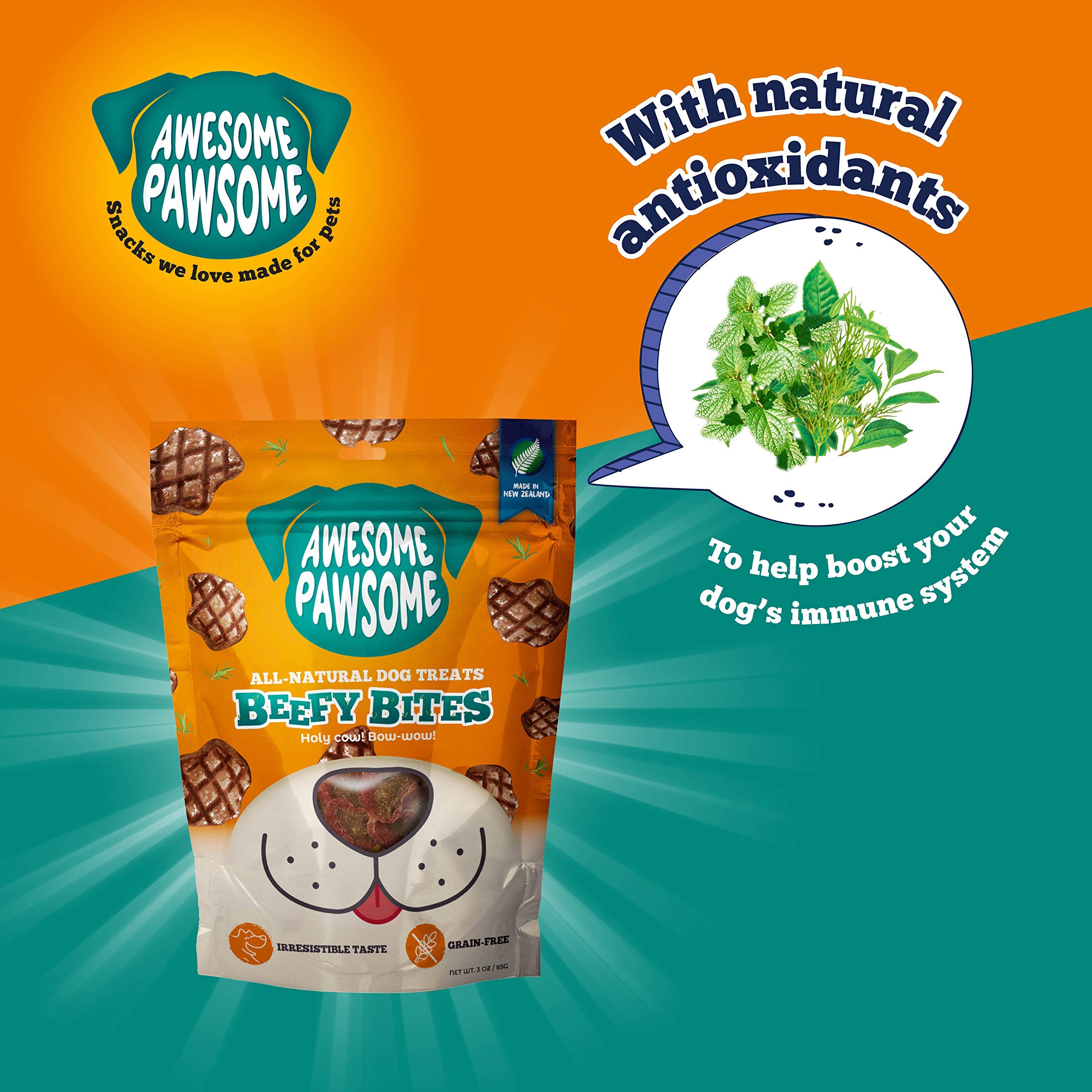 Premium All-Natural Grain-Free Beefy Bites Crunchy Dog Treats - Healthy Snacks for Puppies & Adult Dogs - Fun Bite-Sized Shapes - Made in New Zealand - 15oz - Perfect for Training Rewards & Daily Treats