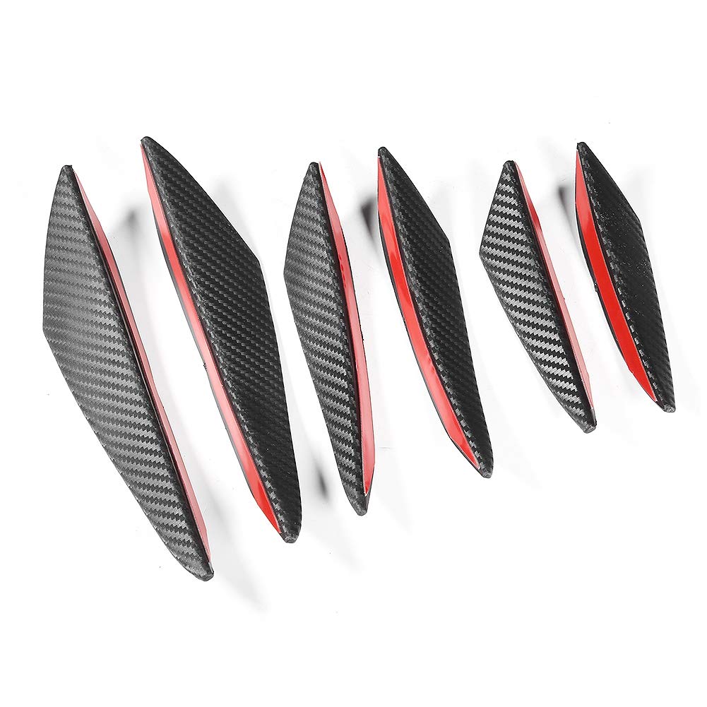 6pcs Universal Front Bumper Canards - Car Exterior Lip Splitter Diffuser Fins & Valence Spoiler for Enhanced Aerodynamics - Perfect for Sports Cars & Tuner Vehicles