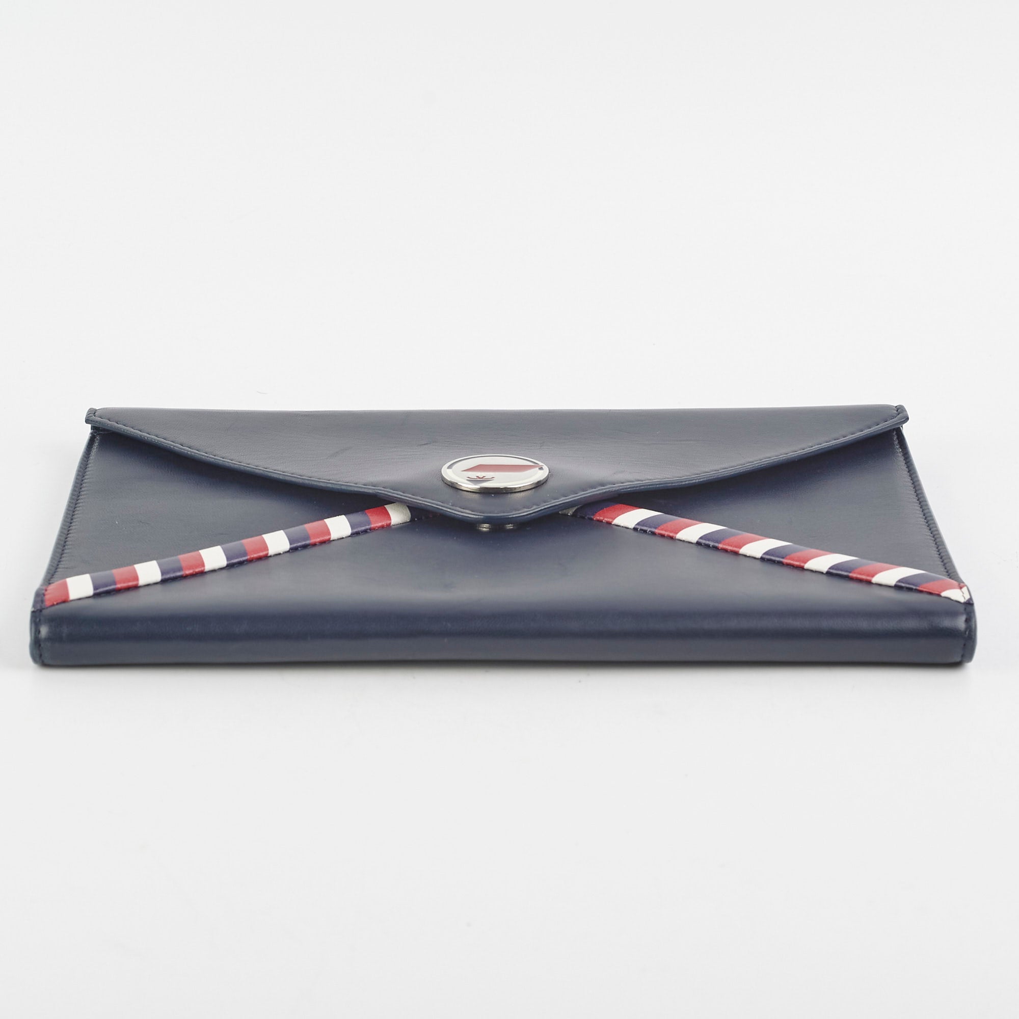 Chanel Navy Blue Leather Envelope Clutch Bag for Women - Elegant Evening Purse for Parties, Weddings & Special Occasions