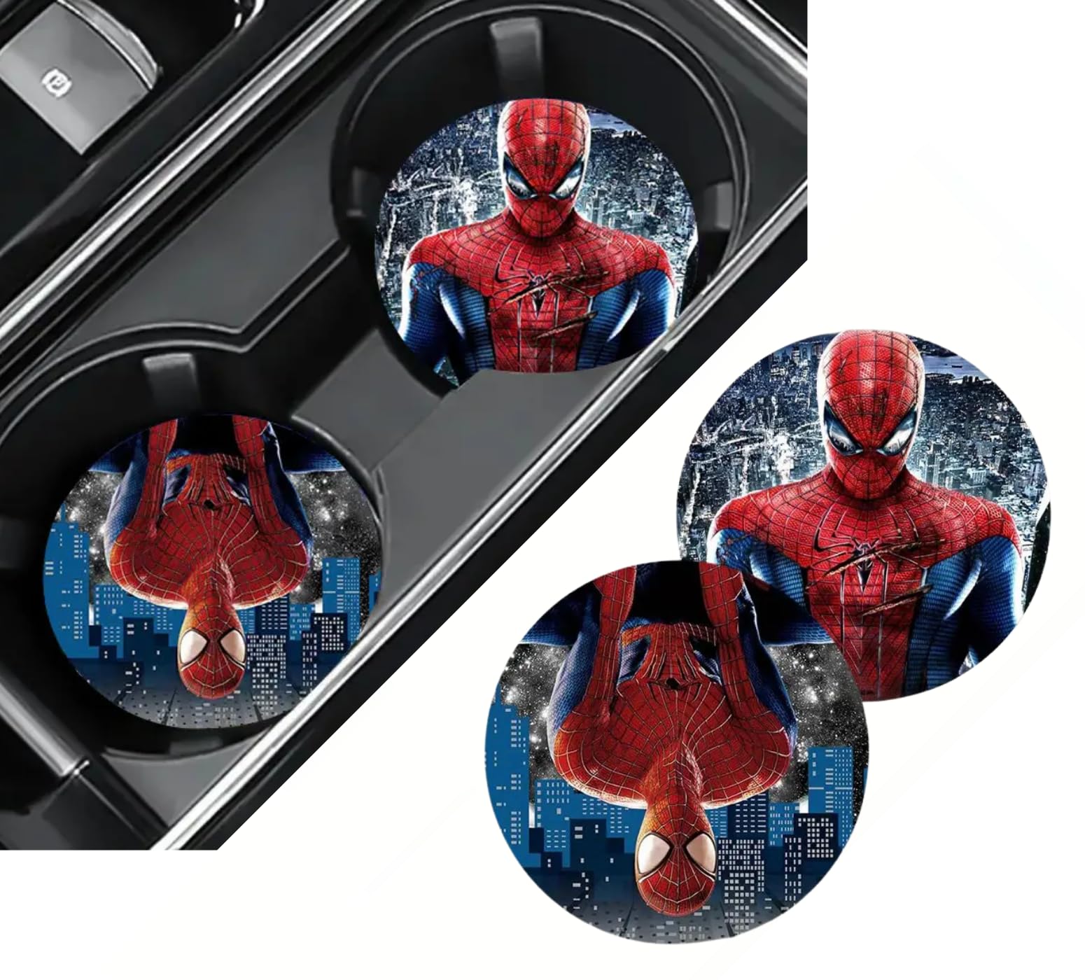 2PCS Cartoon Car Cup Holder Coasters - Universal Anti-Slip Insert Coasters for Auto Accessories - Cute Car Interior Decor for Men & Women - Perfect for Coffee, Drinks, and Road Trips