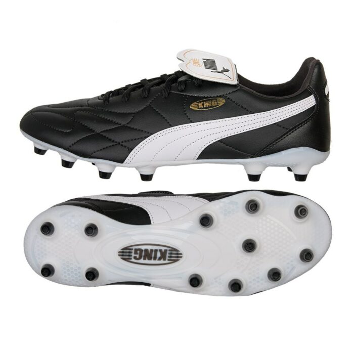 Puma King Top FG/AG Soccer Cleats for Men - Black/White Football Shoes for Artificial Grass & Firm Ground - Perfect for Training, Matches & Competitive Play