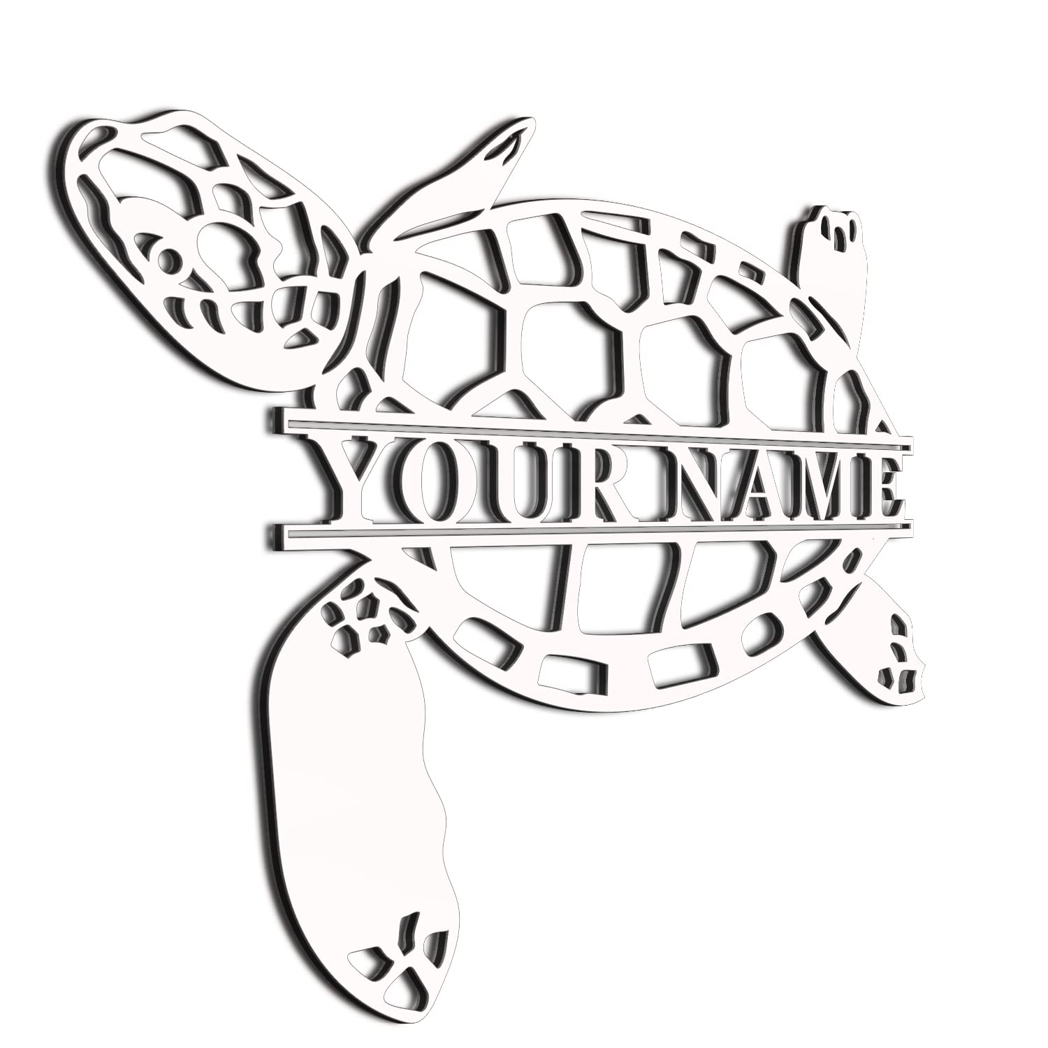 Personalized Metal Sea Turtle Door Hanger - Custom Family Name Sign for Beach House Decor - 30 Inch White Coastal Wall Art - Perfect Gift for Ocean Lovers & Beach Themed Home Décor