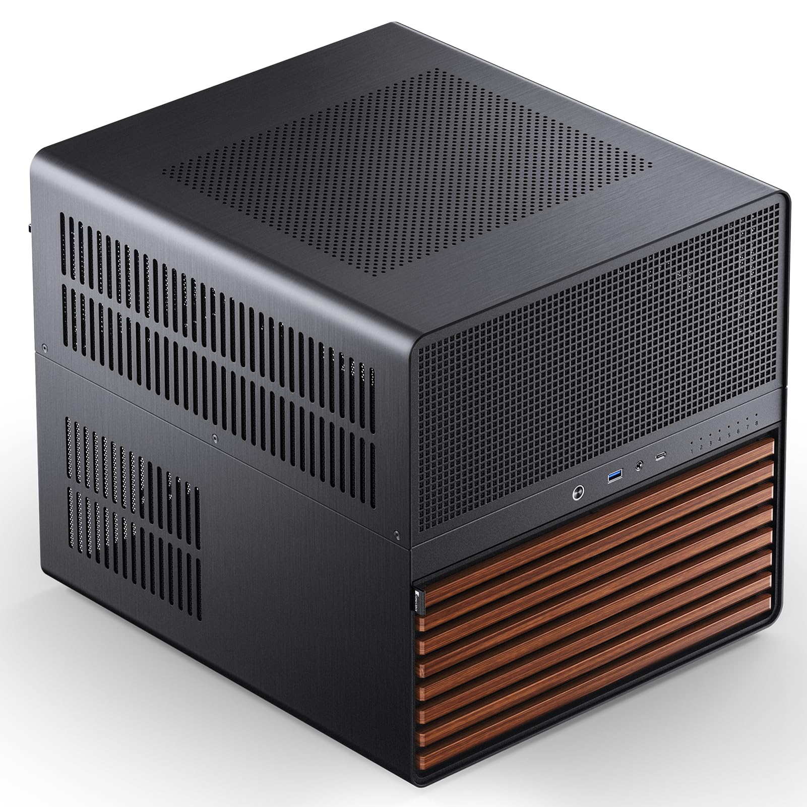 JONSBO N5 NAS PC Case - E-ATX Computer Chassis with 12HDD & 4SSD Bays, Supports 4 GPUs, 330mm E-ATX Motherboard, ATX PSU, 3 Built-in Fans, 8 PCI Slots & Solid Wood Veneer - Perfect for Home Servers, Gaming Rigs, and Workstation Builds