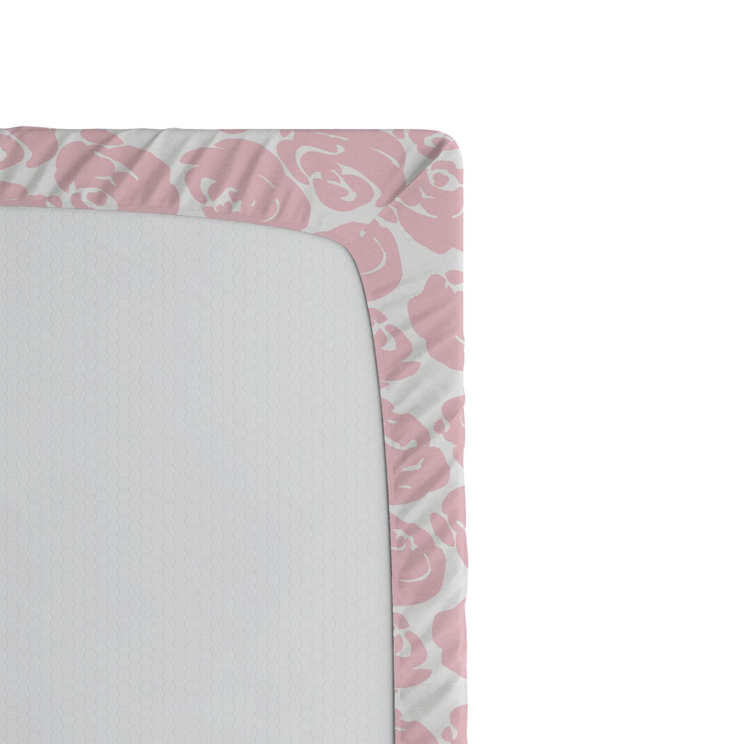 Ambesonne Floral Fitted Sheet - Full Size Rose White with English Garden Print, Deep Pocket Elastic Bed Cover for Queen Mattress | Soft Abstract Rose Silhouettes Pattern | Perfect for Guest Rooms, Master Bedrooms & Vacation Homes