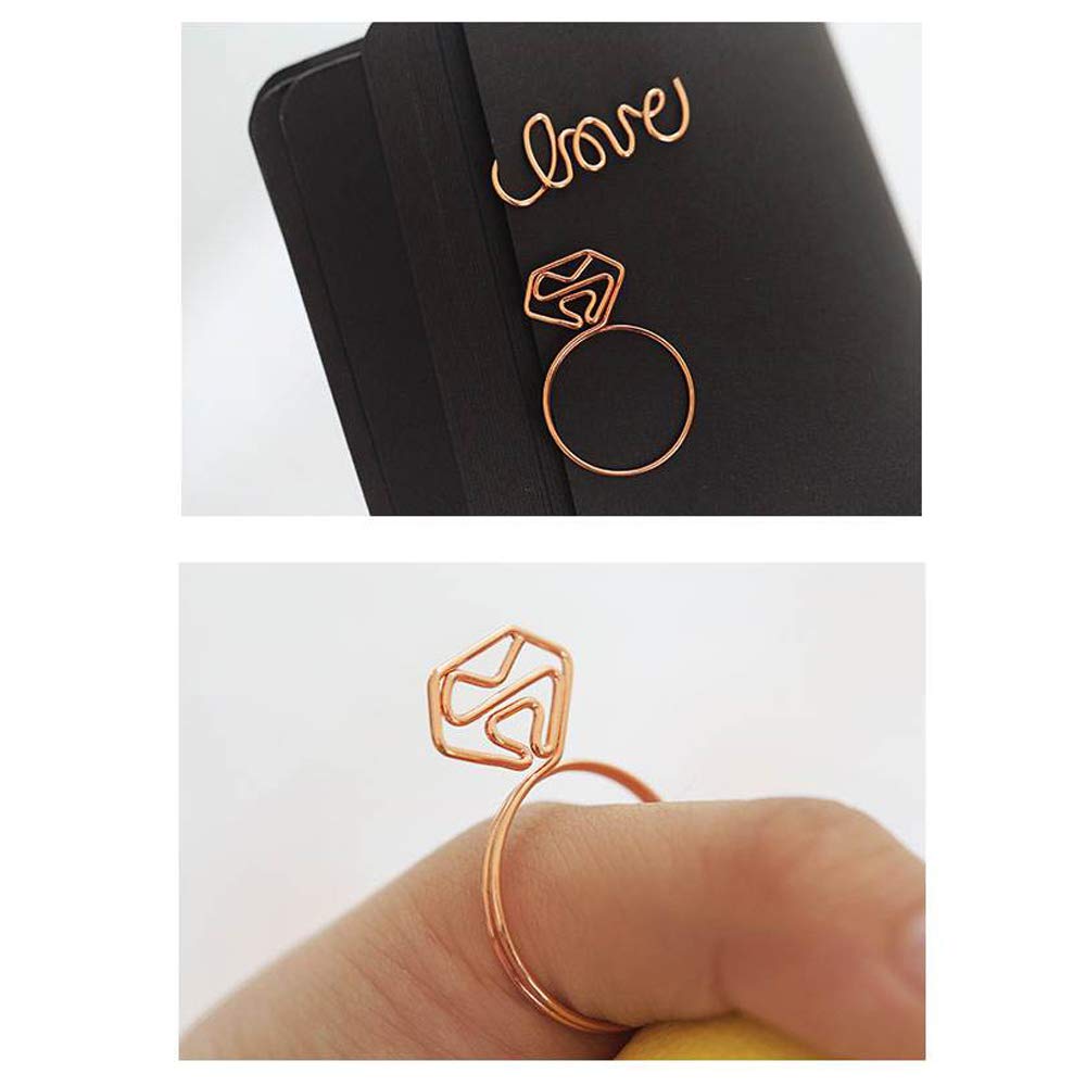 Diamond Ring Shaped Small Paper Clips - Cute & Funny Bookmark Clips for Office, School, Wedding Invitations, Valentine's Day Decorations - Planner Paper Clips (20 pcs) - Perfect for Gift Wrapping, Scrapbooking & Organizing Documents