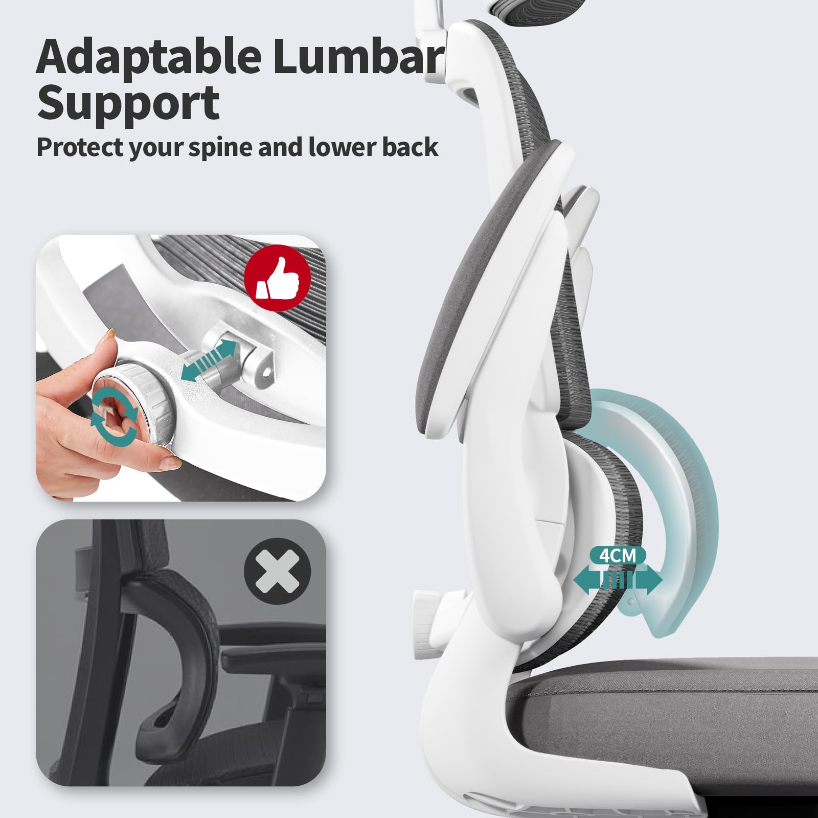 Ergonomic Office Chair with High Back & Mesh - 330 LBS Weight Capacity, Rolling Wheels for Home & Gaming - Comfortable Desk Chair for Long Hours Work (White) - Perfect for Home Office, Gaming Setup & Workspaces