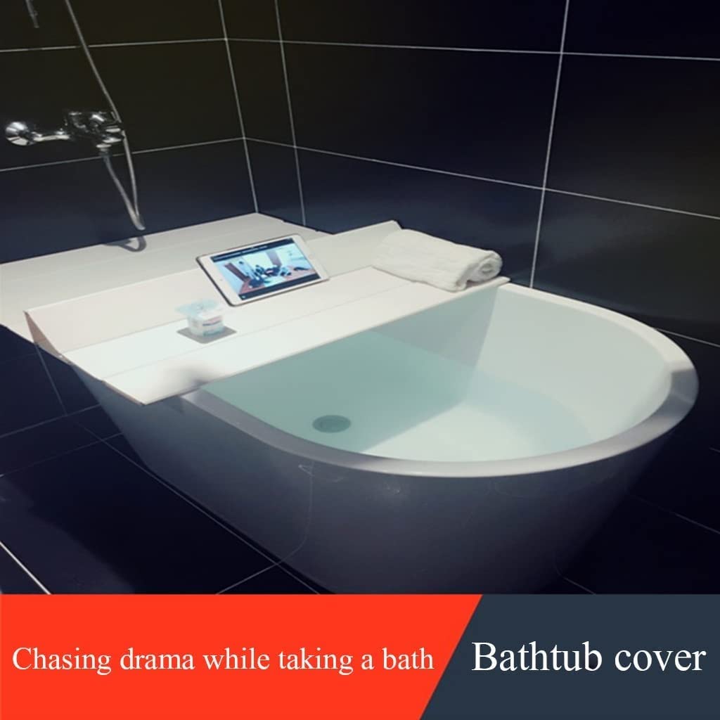 Foldable PVC Bathtub Cover Tray - White Bath Lid for Home Spa & Bathroom Storage (160cm x 75cm) | Perfect for Relaxing Baths, Reading & Organizing Bath Essentials