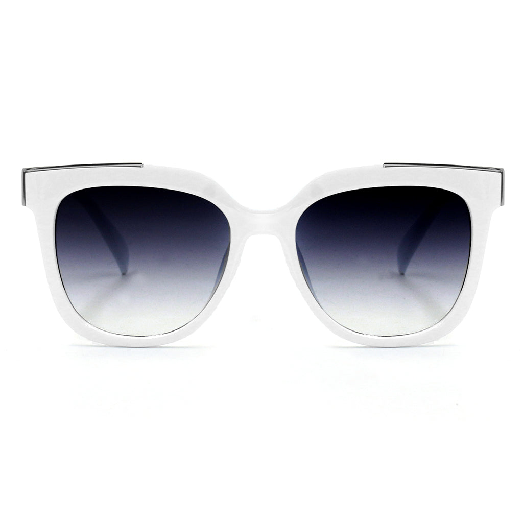 Coco White Frame Faded Black Lens Wayfarer Sunglasses - Classic Retro Style UV Protection Shades for Men & Women - Perfect for Beach, Driving, and Outdoor Activities