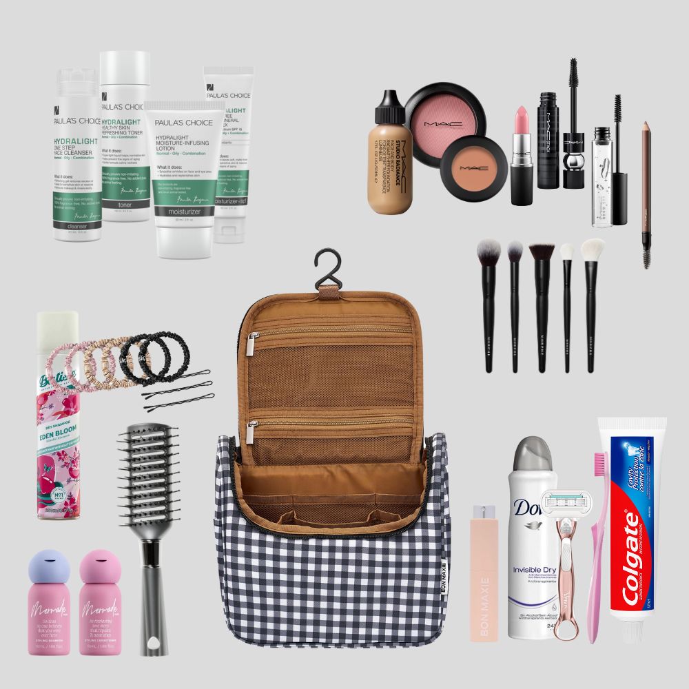 Bon Voyage Travel Toiletry Bag with Cherry Print - Waterproof Cosmetic Organizer for Women & Men - Perfect for Vacation, Business Trips & Gym Essentials