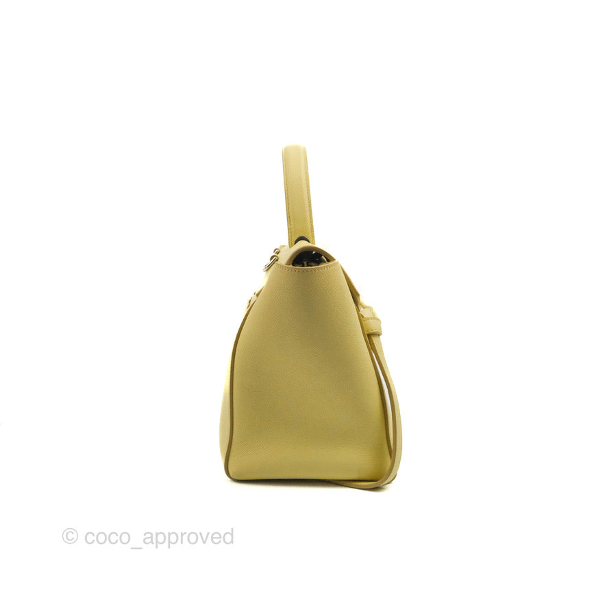 Celine Micro Belt Bag in Yellow Grained Calfskin with Silver Hardware - Perfect for Everyday Use, Work & Special Occasions