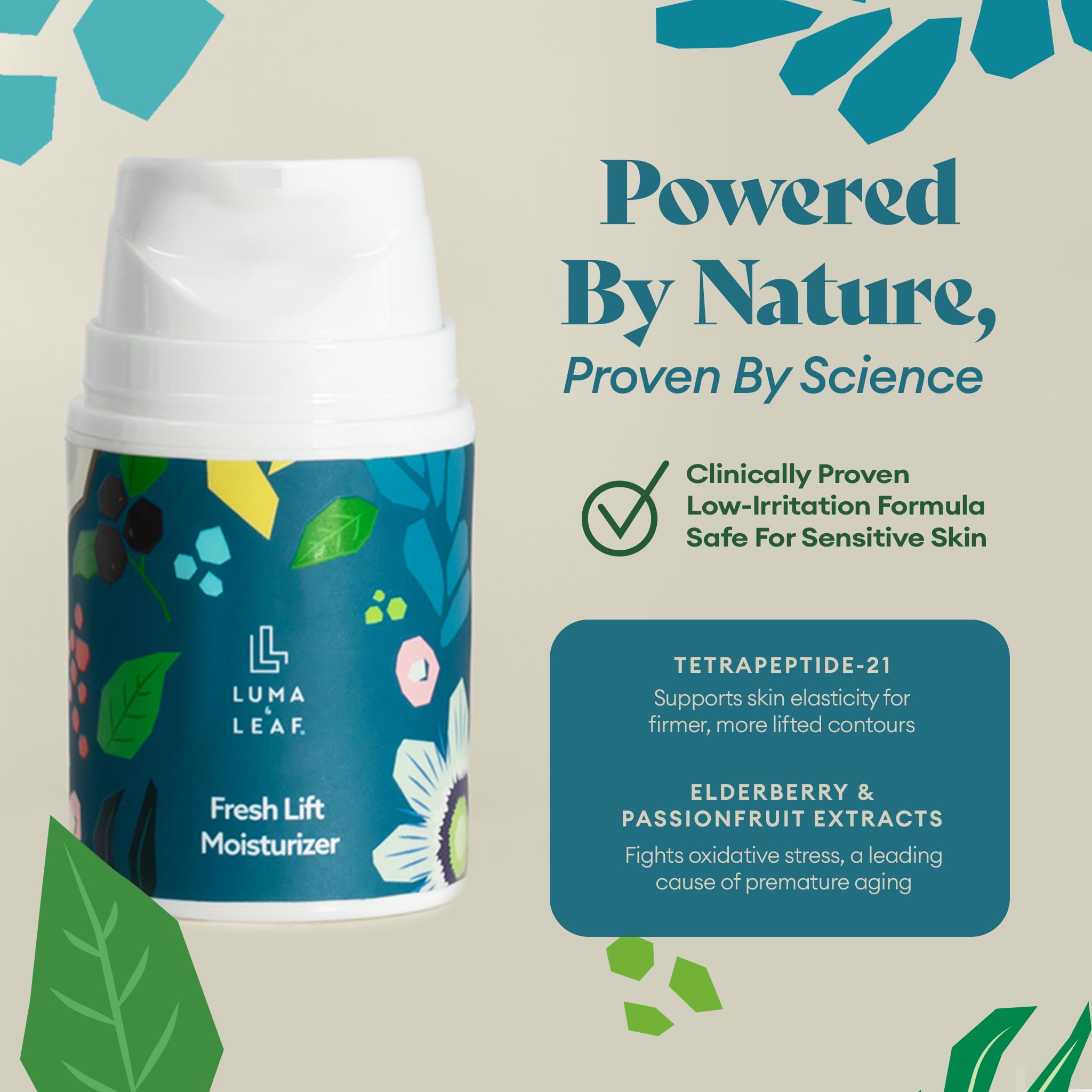 LUMA & LEAF Fresh Lift Anti-Aging Facial Moisturizer - 1.7 Fl Oz Hydrating Collagen Cream for Wrinkle Reduction & Skin Elasticity | Natural Daily Moisturizer with Skin Barrier Protection | Perfect for Mature Skin & Nighttime Skincare Routine