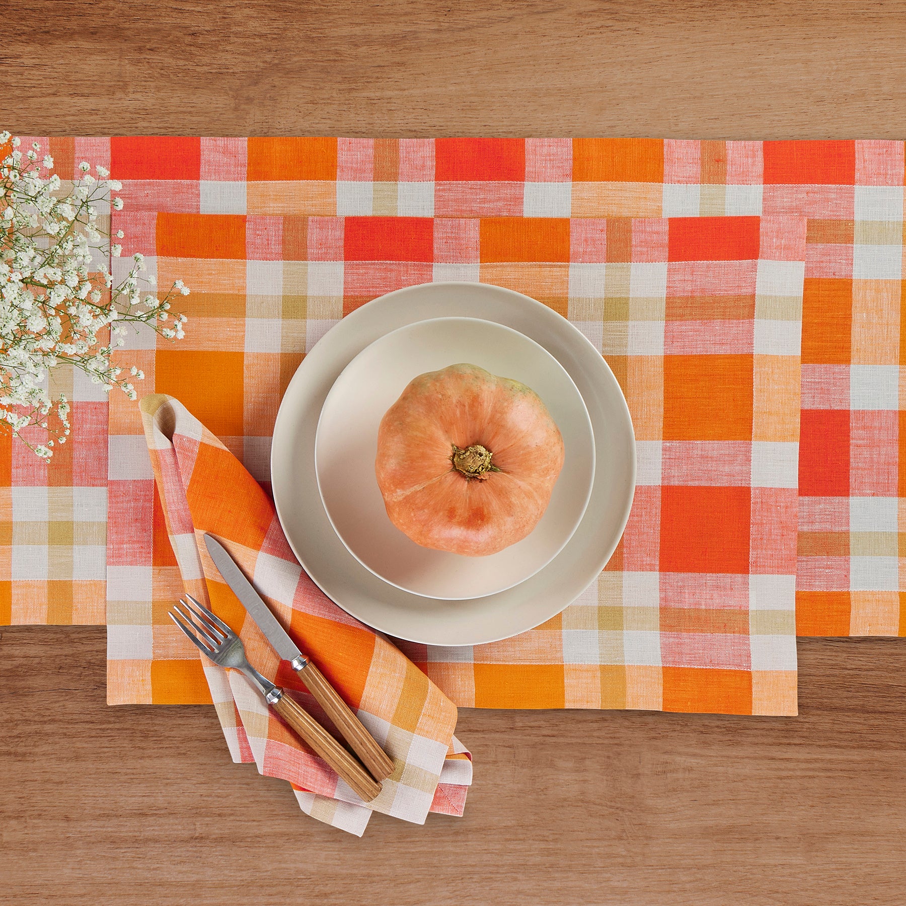 Fall Buffalo Check Placemats Set of 4 - Rustic Farmhouse Table Decor for Thanksgiving, Christmas & Seasonal Dining - Waterproof & Washable Cotton Fabric