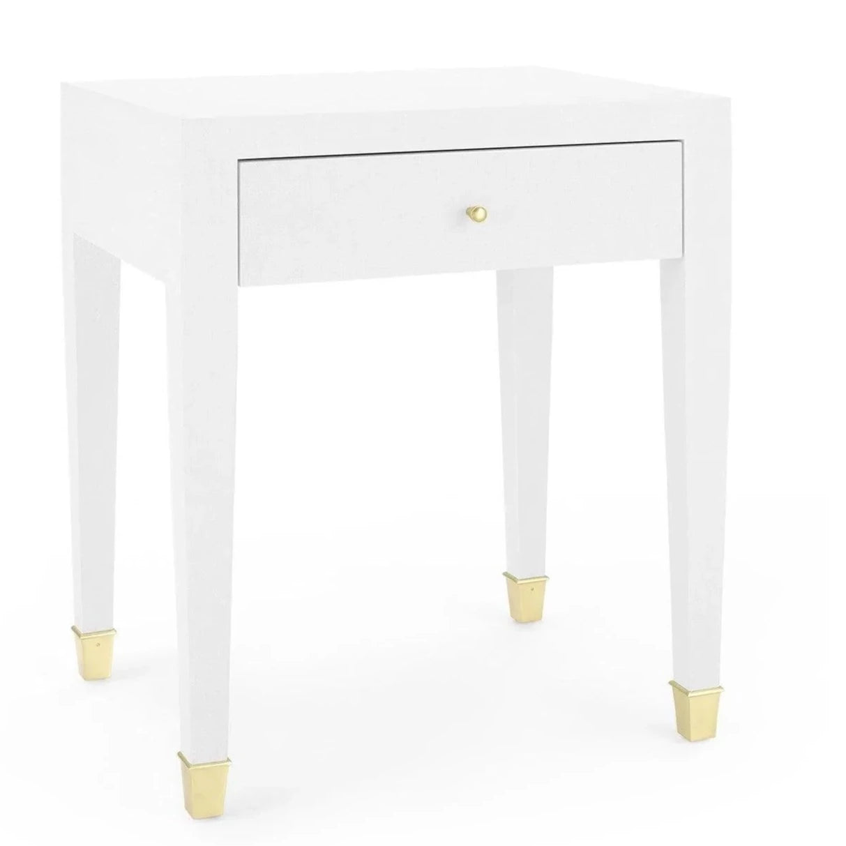 Claudette Cream 1-Drawer Side Table with Brass Hardware - Perfect for Living Room, Bedroom, or Office Nightstand