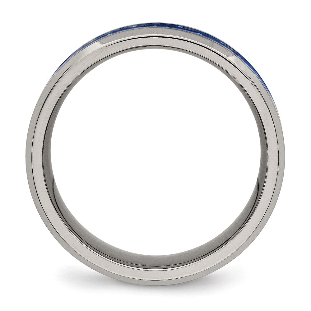 Titanium 8mm Blue Carbon Fiber Wedding Band Ring for Men - Polished Finish, Comfort Fit, Durable & Lightweight - Perfect for Engagement, Anniversary & Everyday Wear