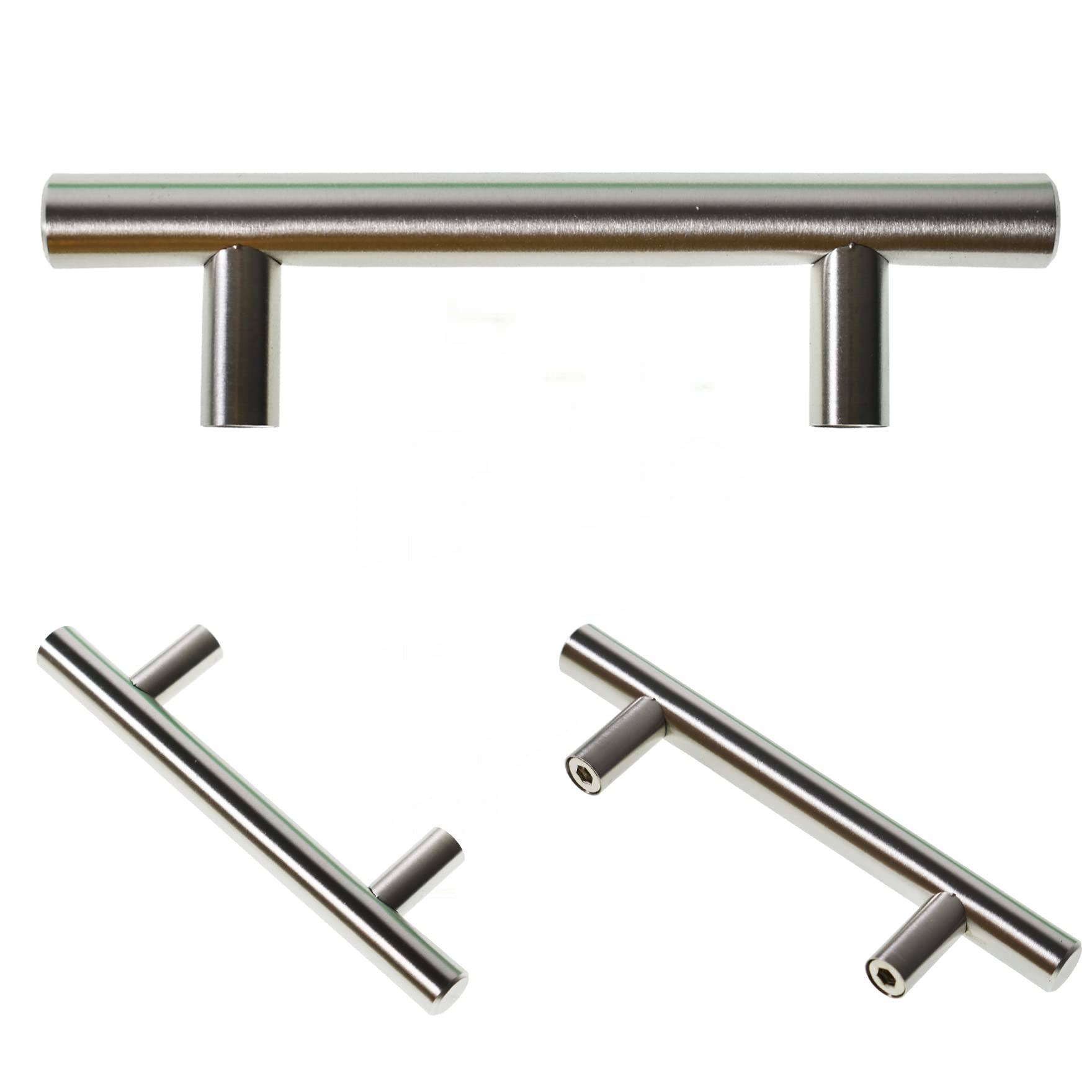 50 Pack 5 Inch Brushed Nickel Cabinet Pulls - Stainless Steel Kitchen Cabinet Handles & Drawer Pulls for Bedroom, Bathroom, Wardrobe (3 Hole Center) - Modern Hardware Upgrade for Home Renovation & DIY Projects