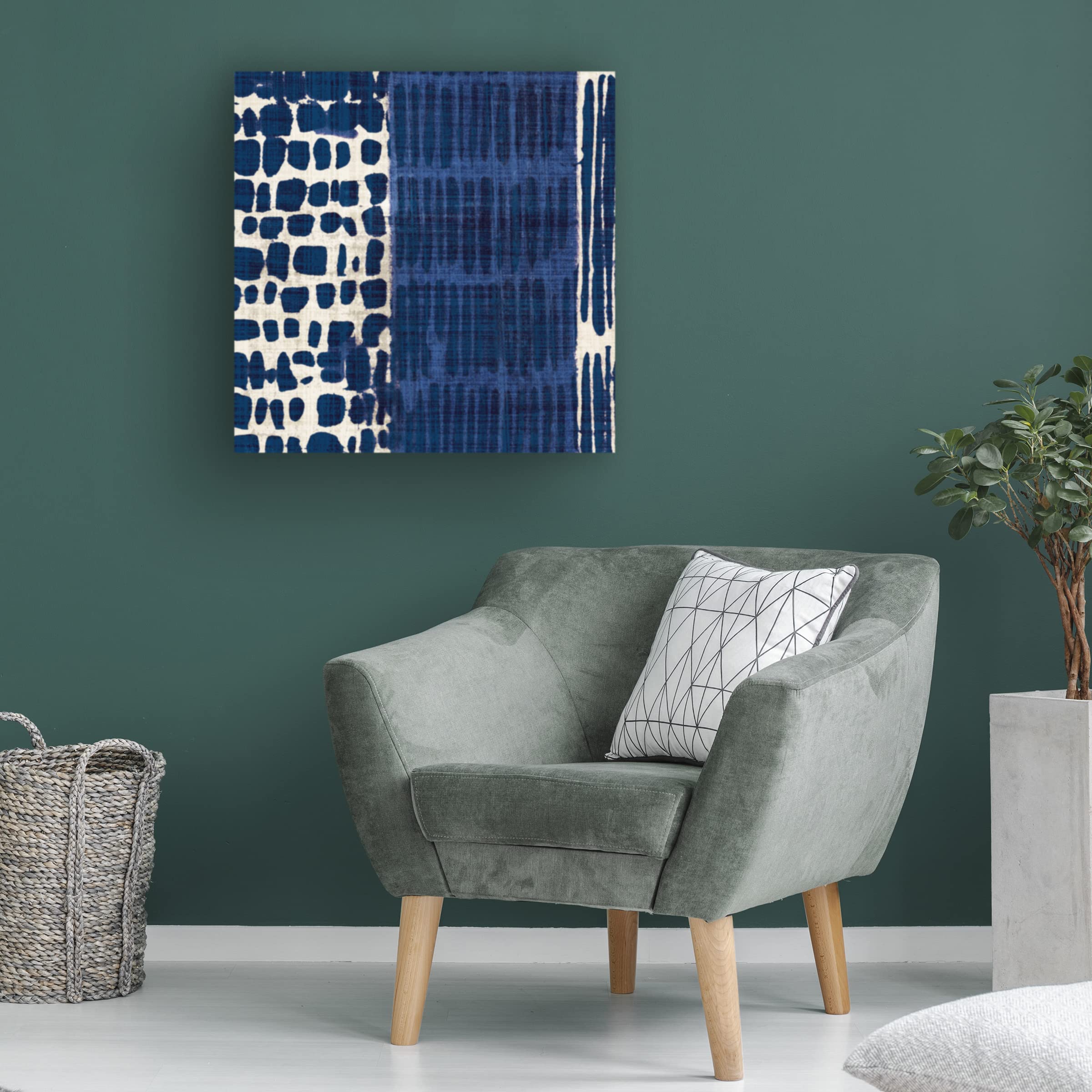Trademark Fine Art 'Indigo Batik I' Canvas Wall Art Print by Wild Apple Portfolio - Modern Home Decor for Living Room, Bedroom & Office