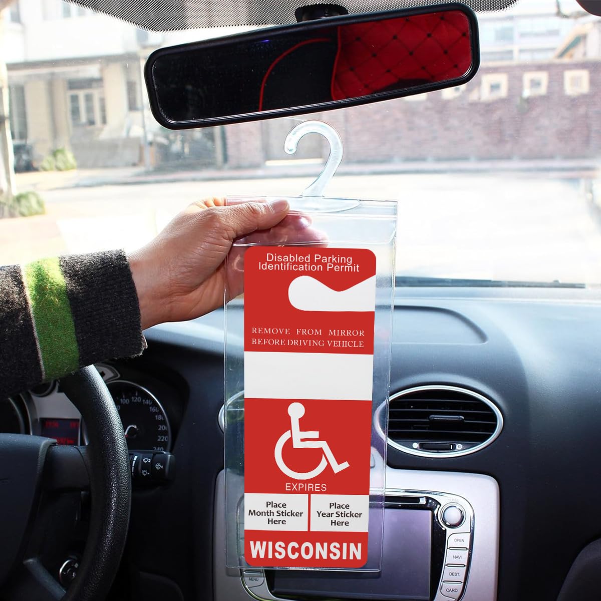 Qisan 2 Pack Disabled Parking Permit Holder - Durable Car Placard Protector with Large Hanger - ADA Compliant Handicap Sign Holder for Vehicles - Perfect for Easy Access and Visibility in Parking Lots