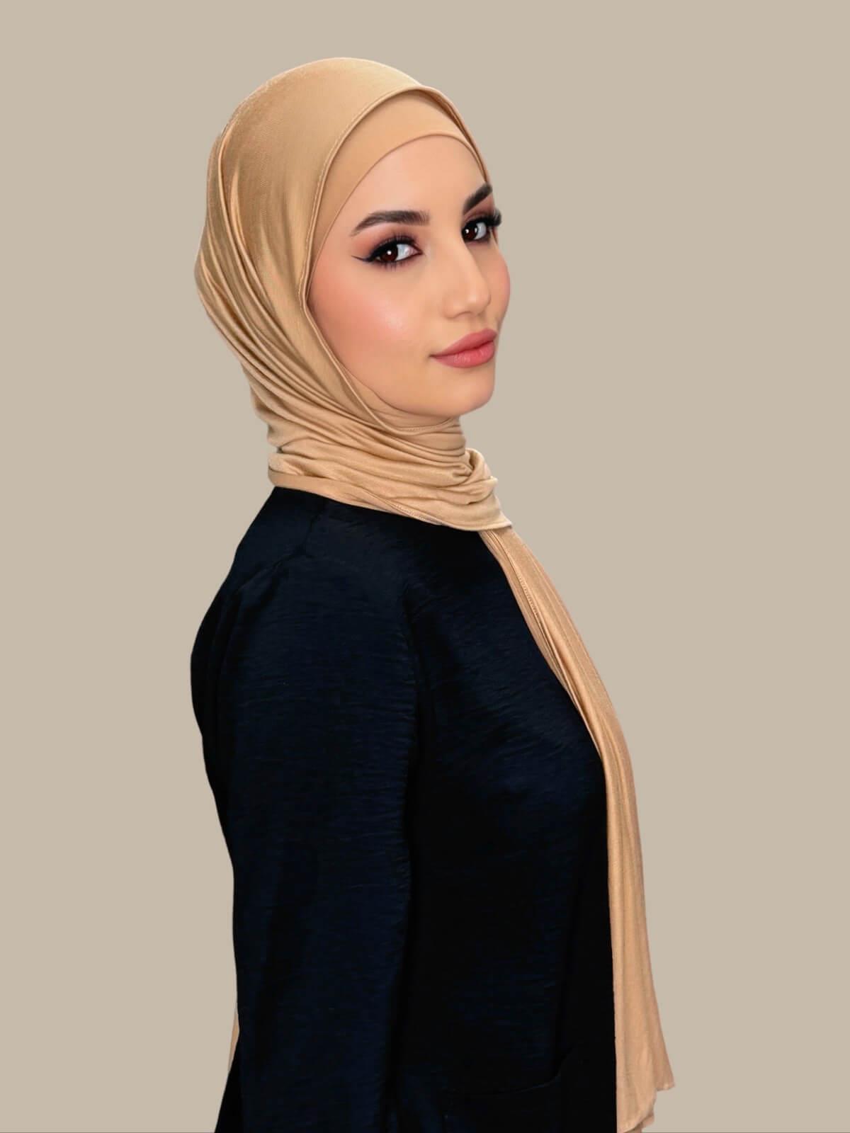 Premium Jersey Hijab Honey - Soft & Breathable Muslim Headscarf for Women - Perfect for Daily Wear, Prayer, and Special Occasions