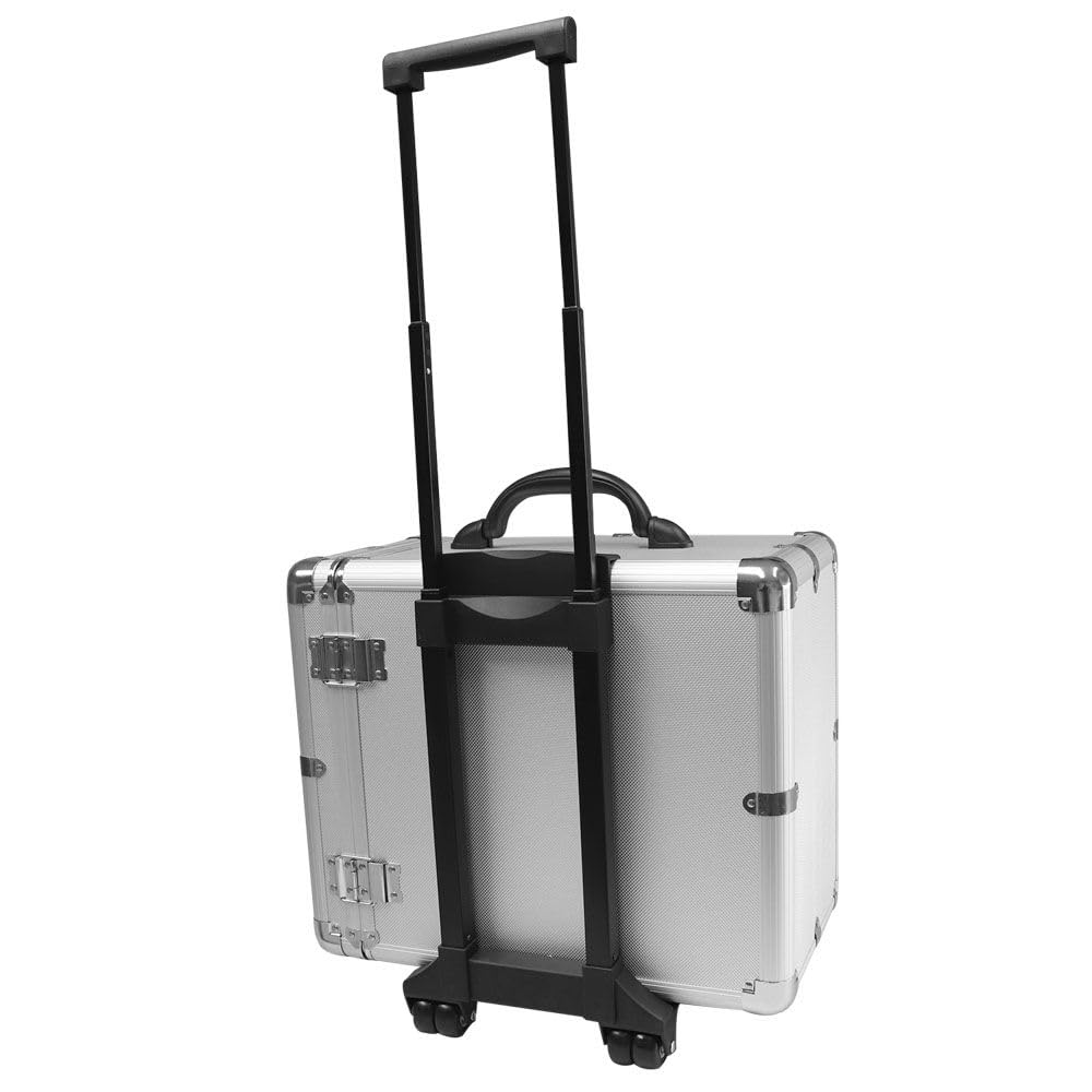 Best Jewelry Supply Professional Aluminum Jewelry Rolling Case with 12 Trays - Perfect for Jewelry Storage, Travel & Trade Shows