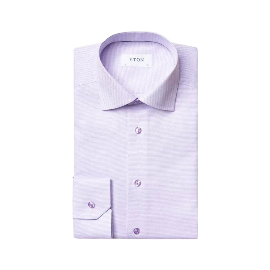 ETON Men's Twill Long Sleeve Dress Shirt - Contemporary Fit Mid Purple for Business Casual & Office Wear