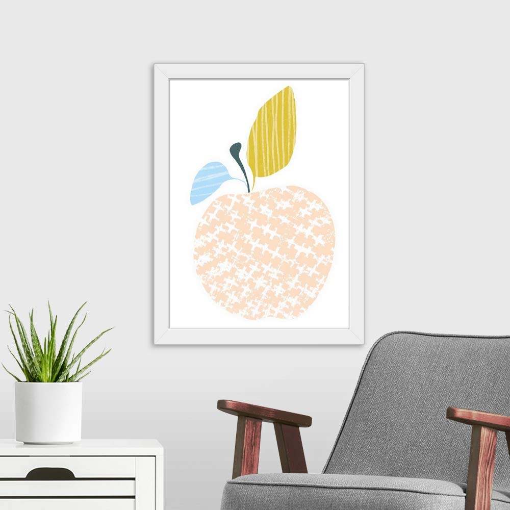 Cut Paper Fruit III White Framed Art Print - Apple Artwork for Home Decor, Kitchen Wall Art, Dining Room Decor