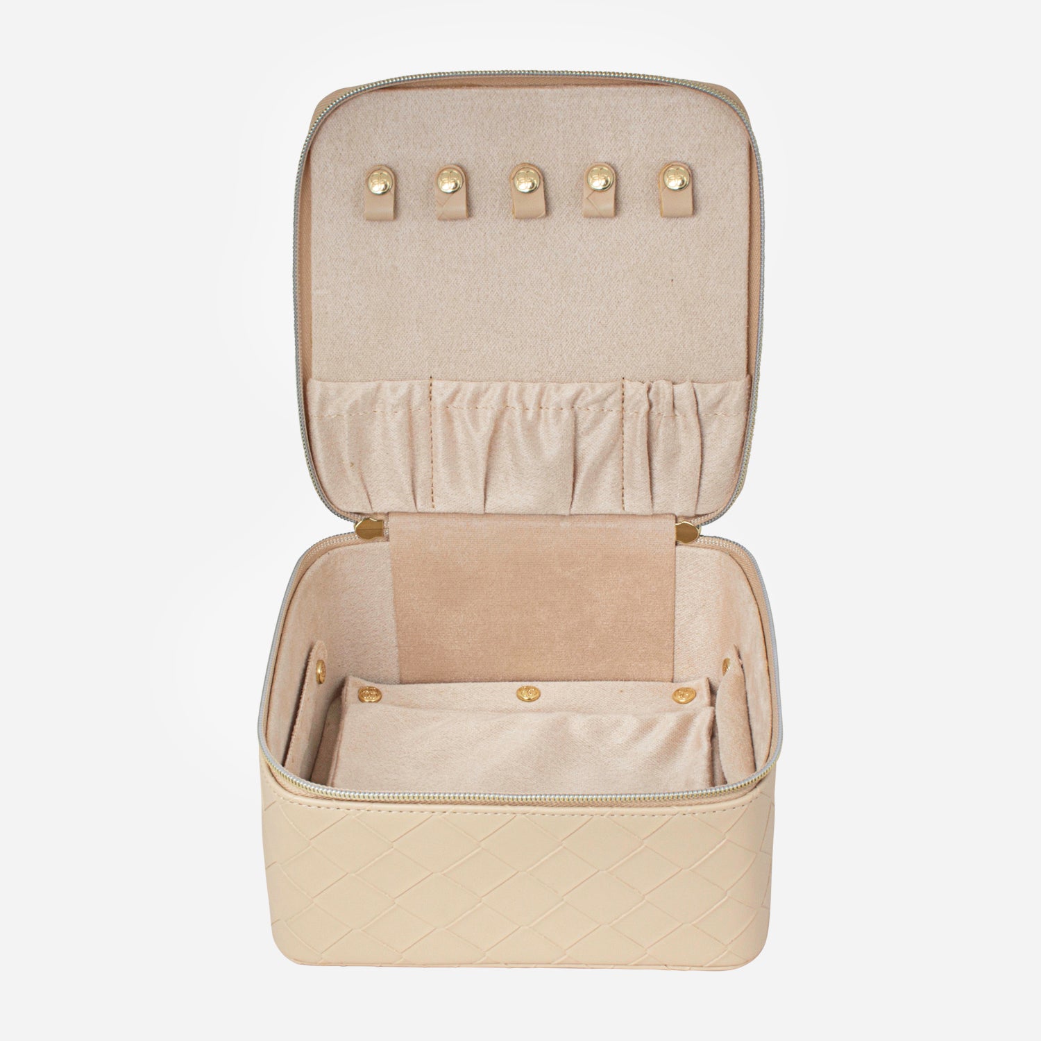 Large Woven Sand Jewelry Cube Organizer - Stylish Storage for Necklaces, Rings & Earrings - Perfect for Vanity, Travel & Gift Giving