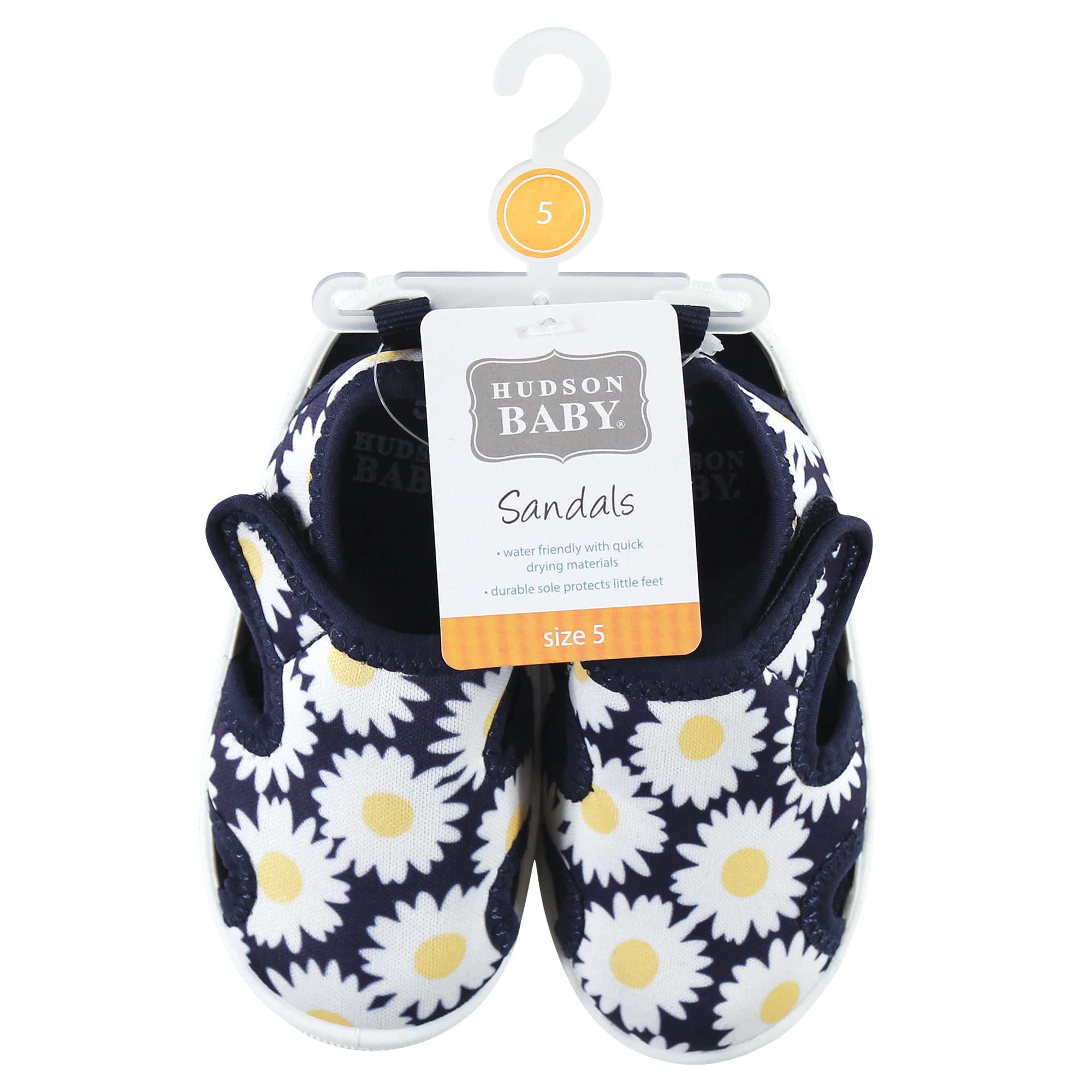 Hudson Baby Unisex Infant Sandals & Water Shoes - Daisy Print, Size 11 US - Perfect for Beach, Pool & Summer Outdoor Activities