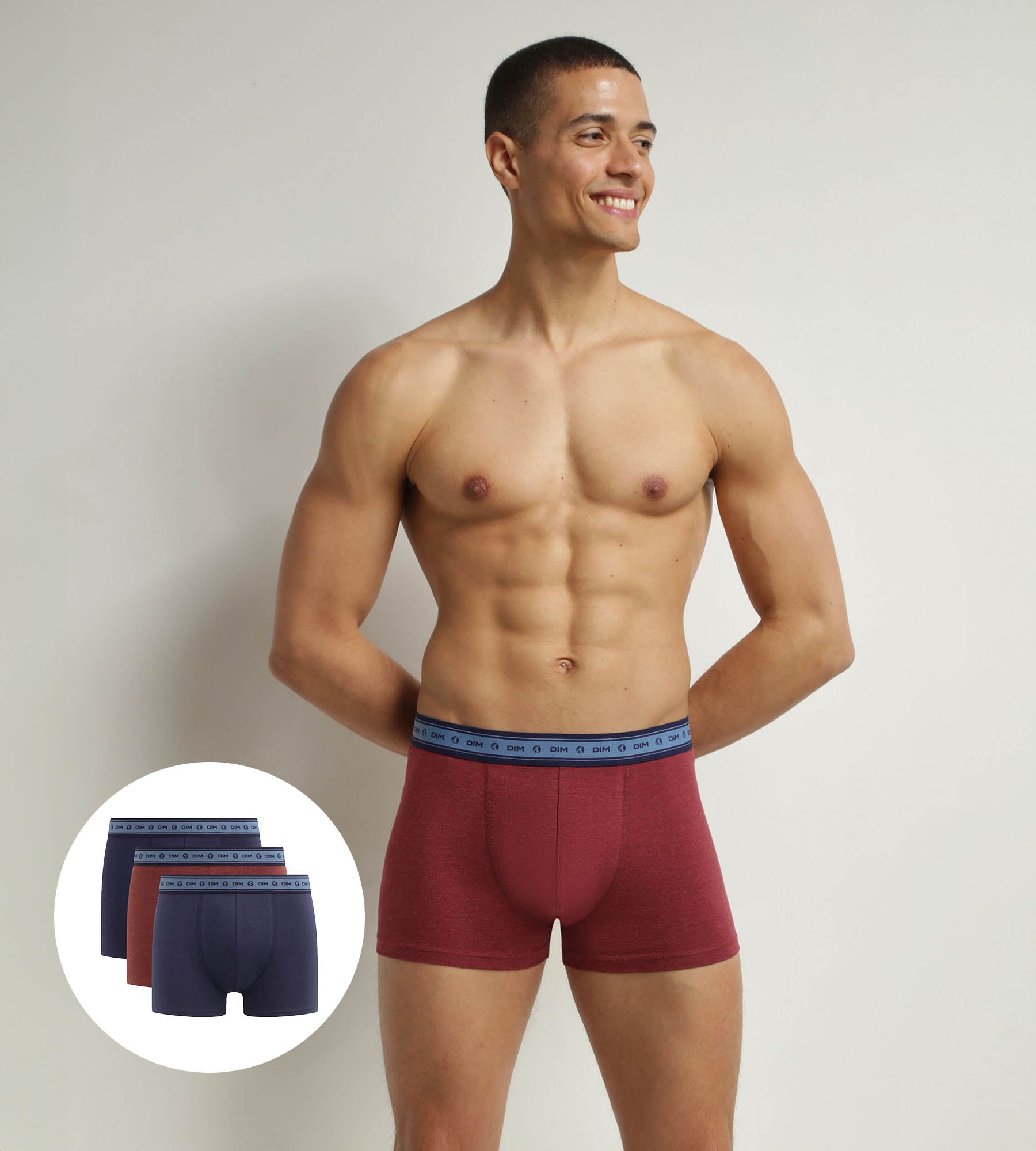 Organic Cotton Men's Boxer Briefs 3-Pack - Blue, Red, Denim | Soft, Breathable Underwear for Everyday Comfort | Perfect for Work, Gym & Travel