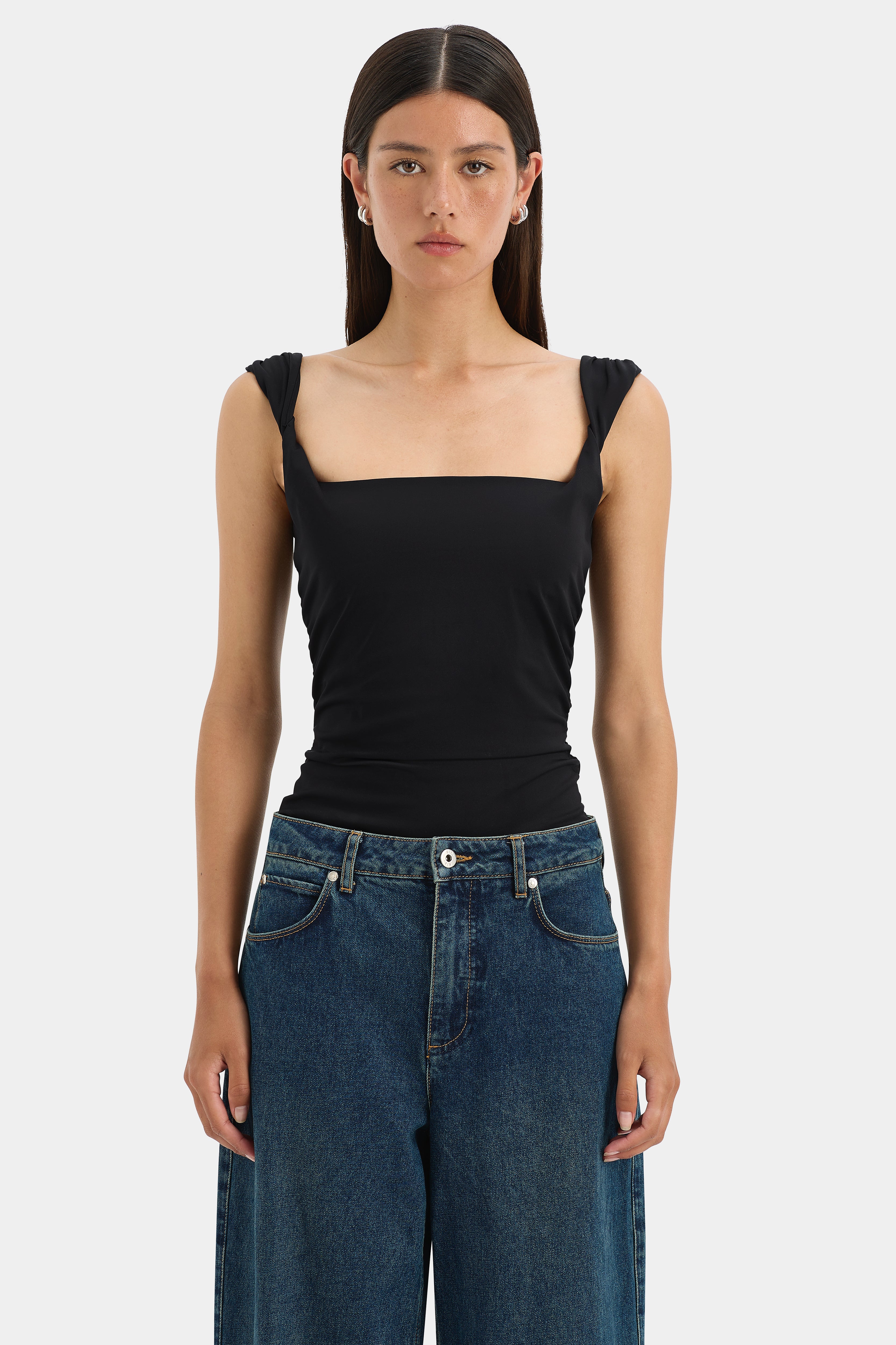 Elm Twist Tank Top for Women - Black Stretchy Slim Fit Camisole - Perfect for Yoga, Workout & Casual Wear