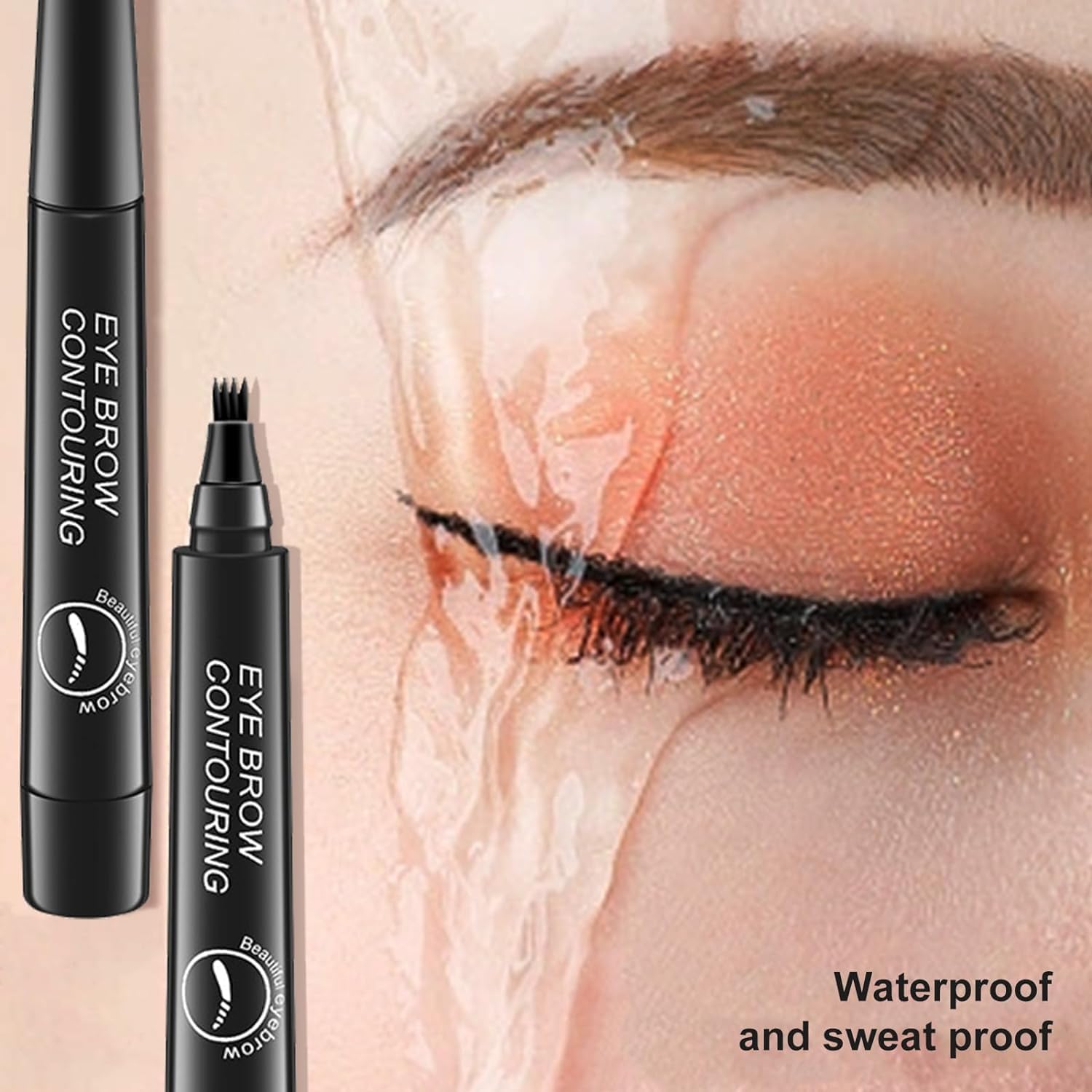 Black Eyebrow Pen with Fork Tip - Waterproof & Smudgeproof Microblading Eyebrow Pencil for Natural Defined Brows | Includes Eyebrow Brush & Eyeliner | Perfect for Daily Makeup, Salon Use & Special Occasions