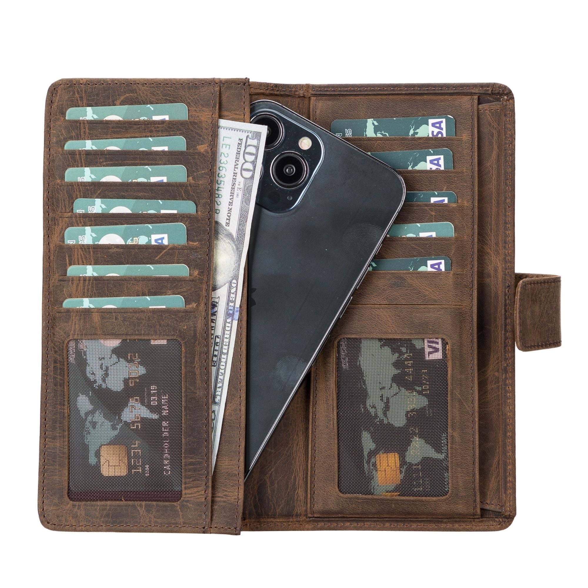Premium Genuine Leather Phone Wallet with RFID Protection - Slim Multi Card Holder for Women - Perfect for Everyday Use, Travel & Business