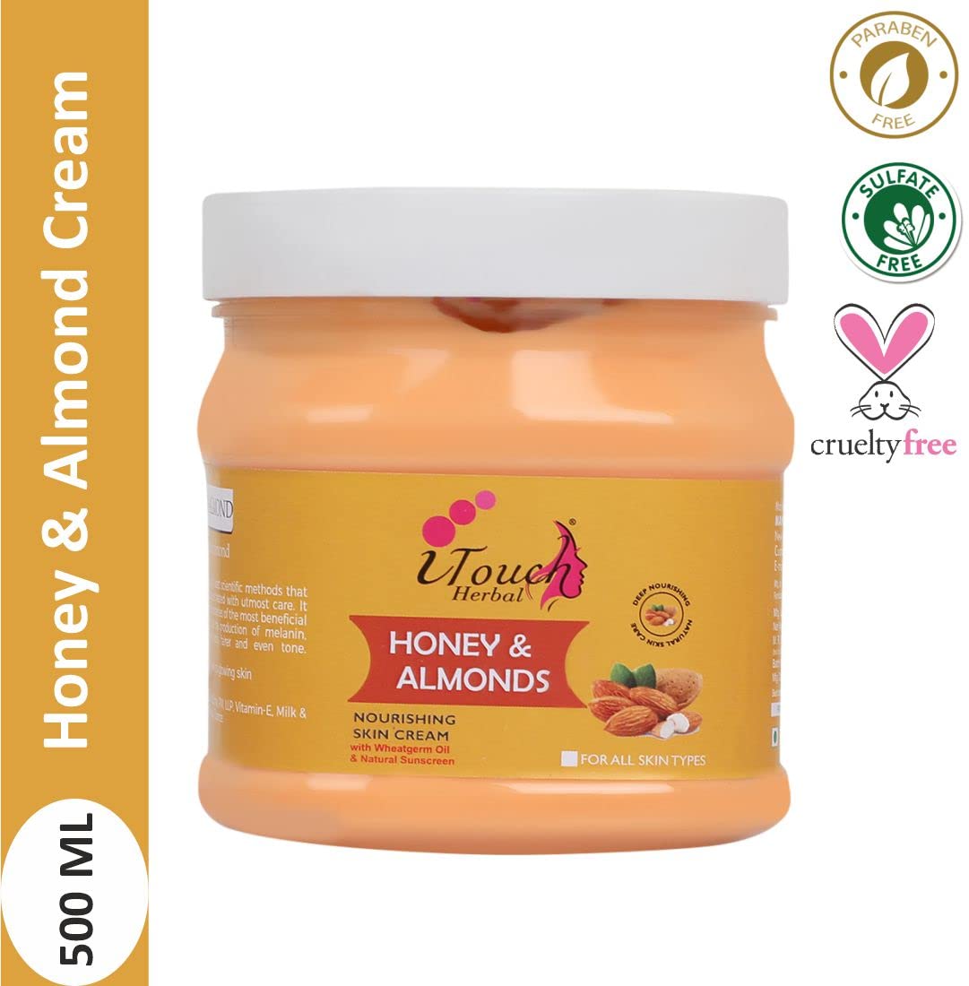 I TOUCH HERBAL Honey & Almond Cold Cream (500ml) - Non-Greasy Moisturizer for Face, Body & Hands | Deep Hydration for Dry Skin, Night Cream & Daily Skincare Routine